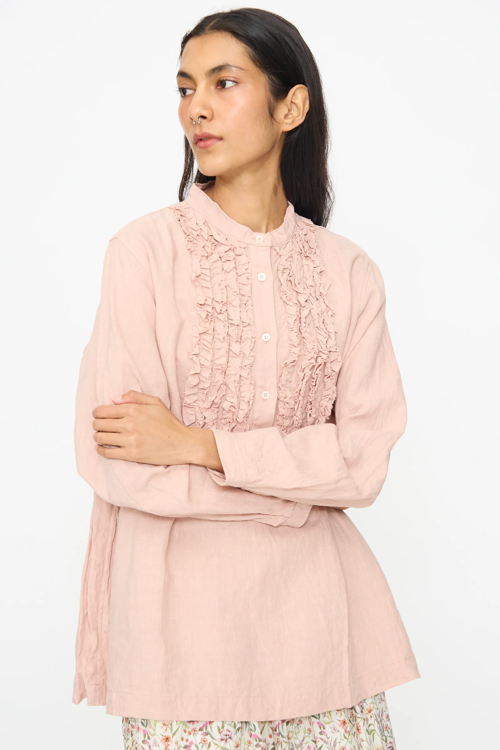 French Linen Shirt in Pink - Image 4