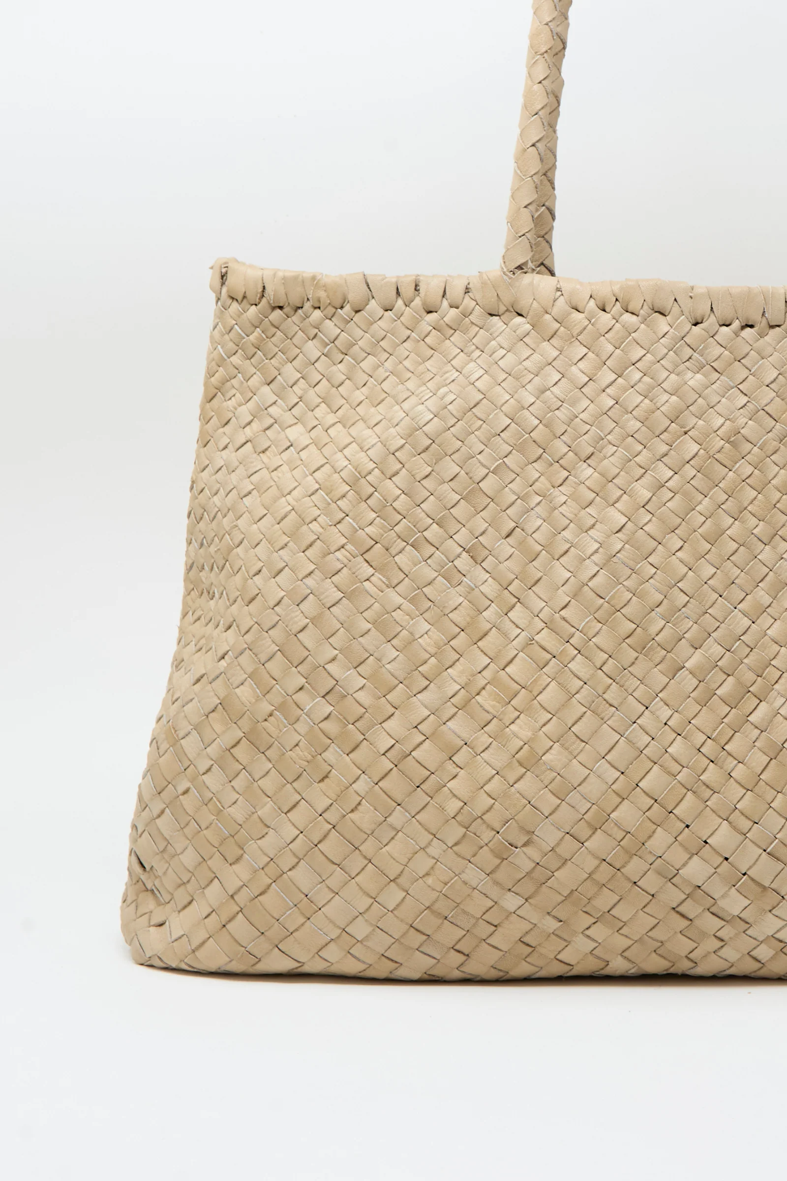 Leather Tote Bag in Greige - Image 3