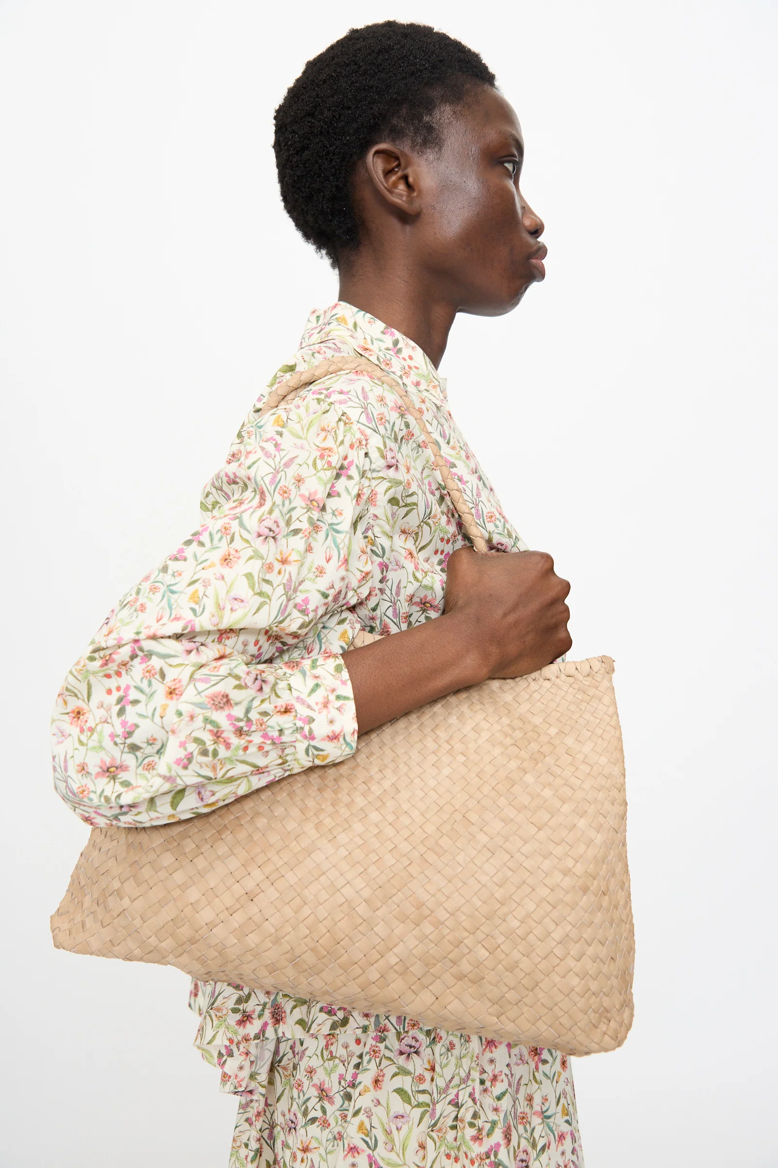 Leather Tote Bag in Greige - Image 7