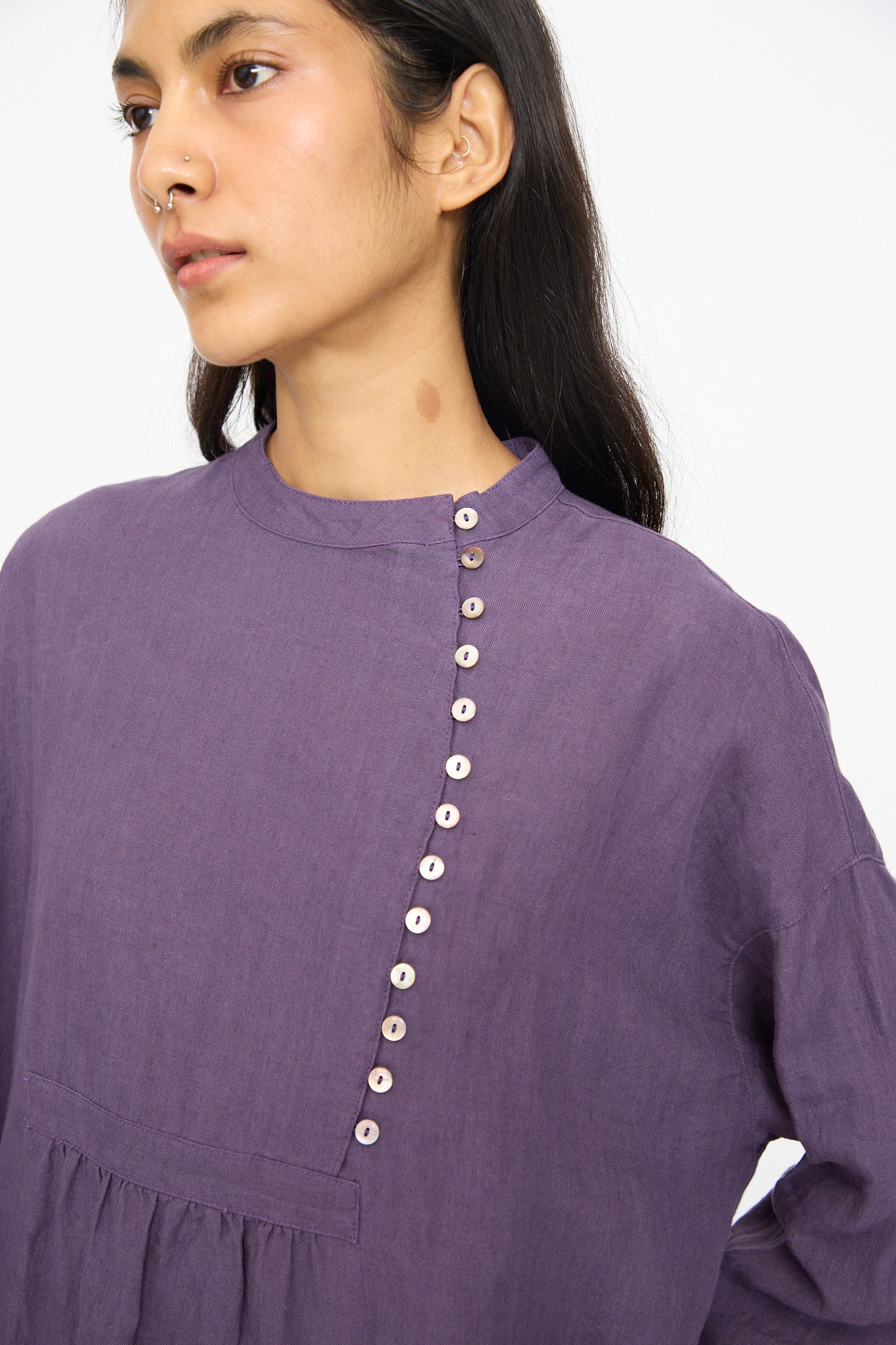 Linen Broad Dress in Purple - Image 3