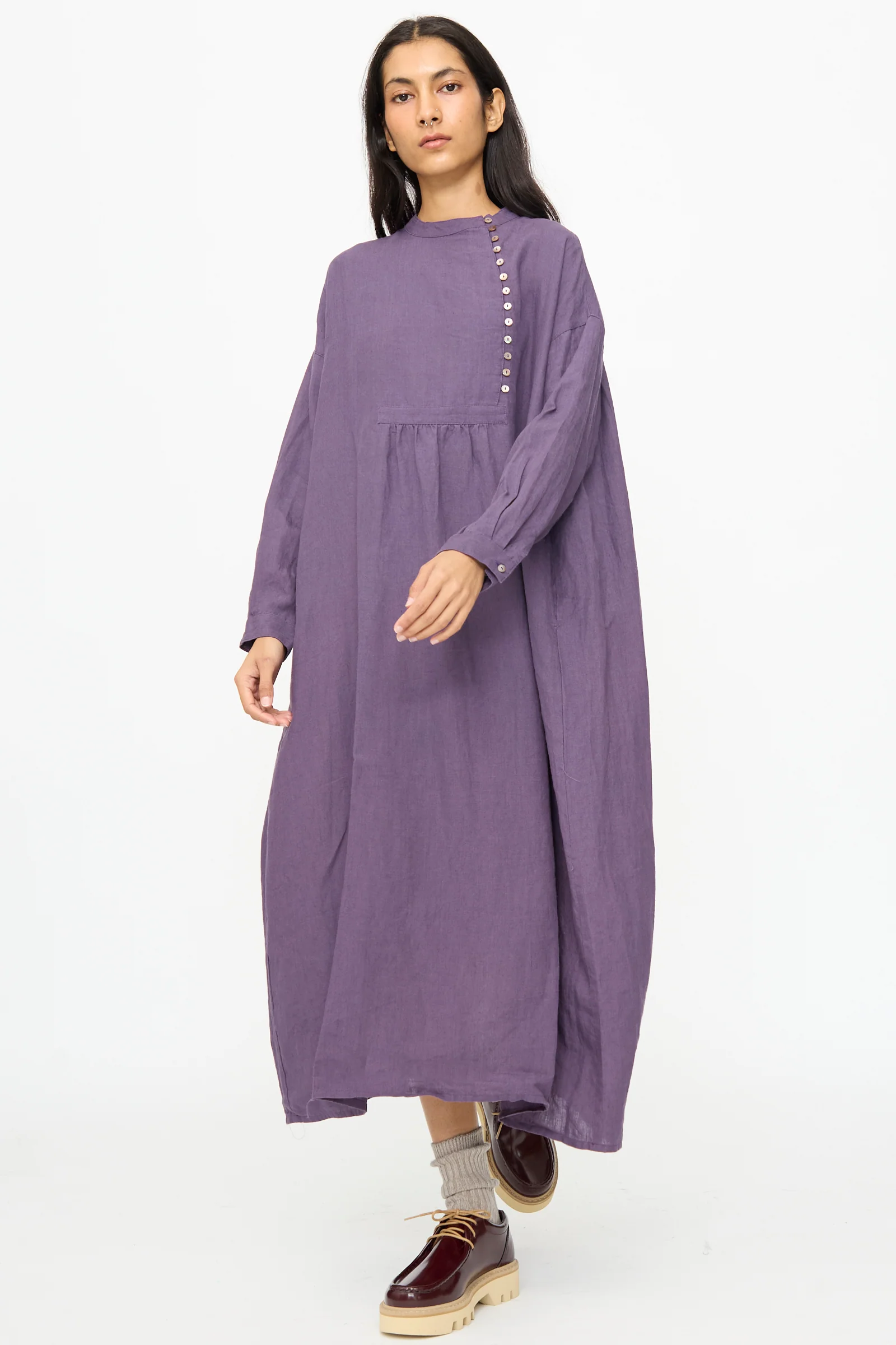 Linen Broad Dress in Purple - Image 6