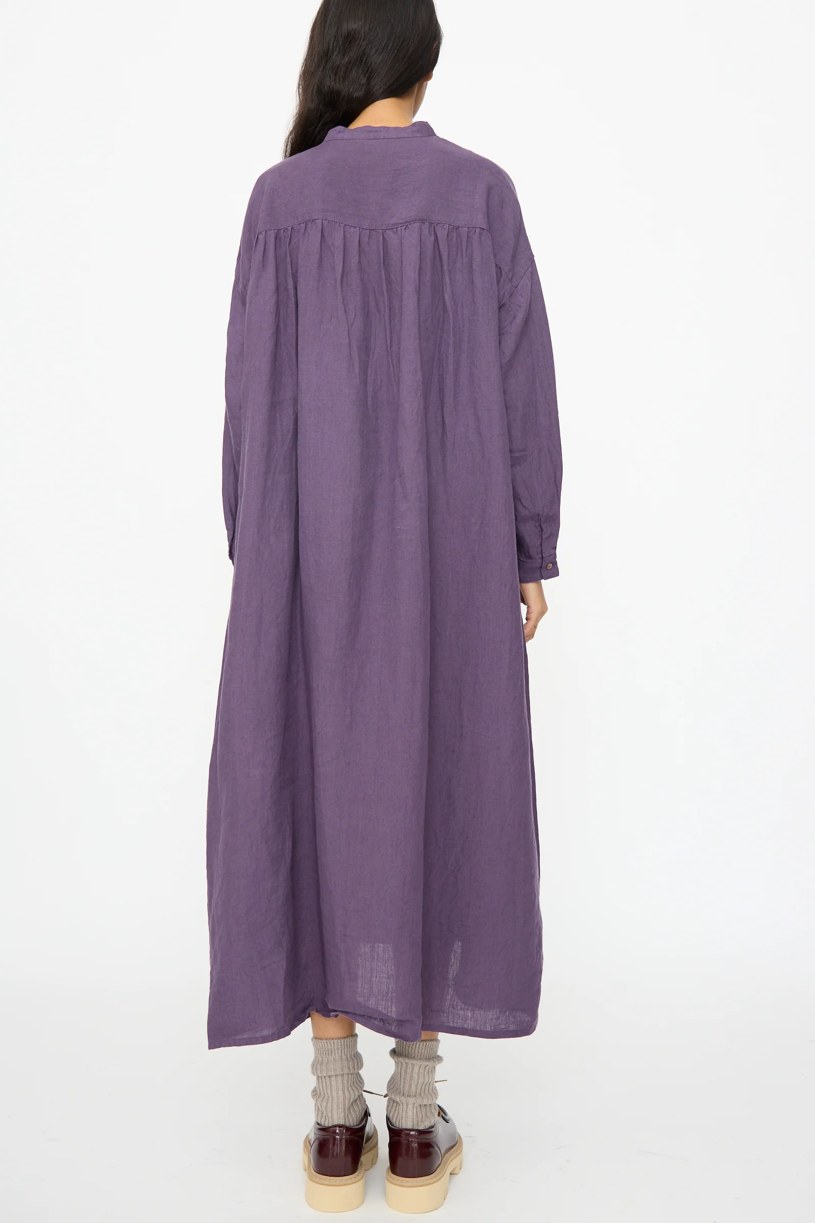 Linen Broad Dress in Purple - Image 7