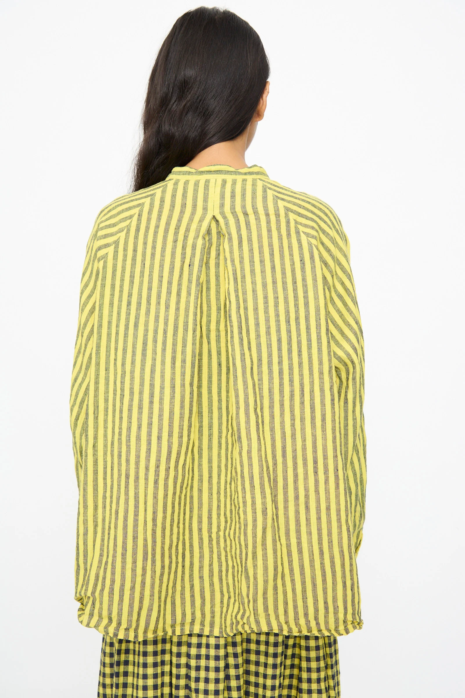 Linen Cotton Stripe Shirt in Yellow - Image 8