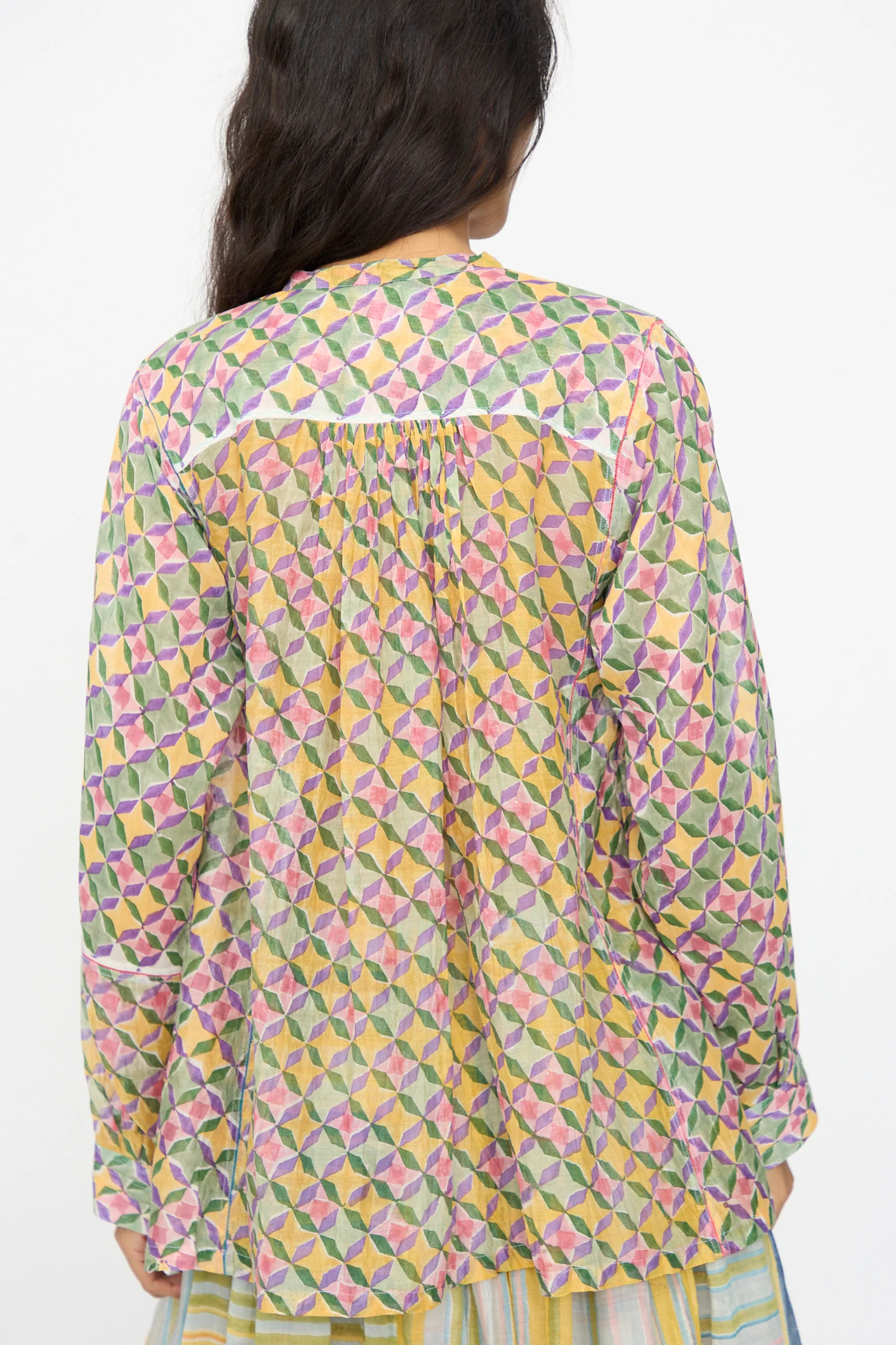 Blockprint Chanderi Oliver Shirt in Multi - Image 6