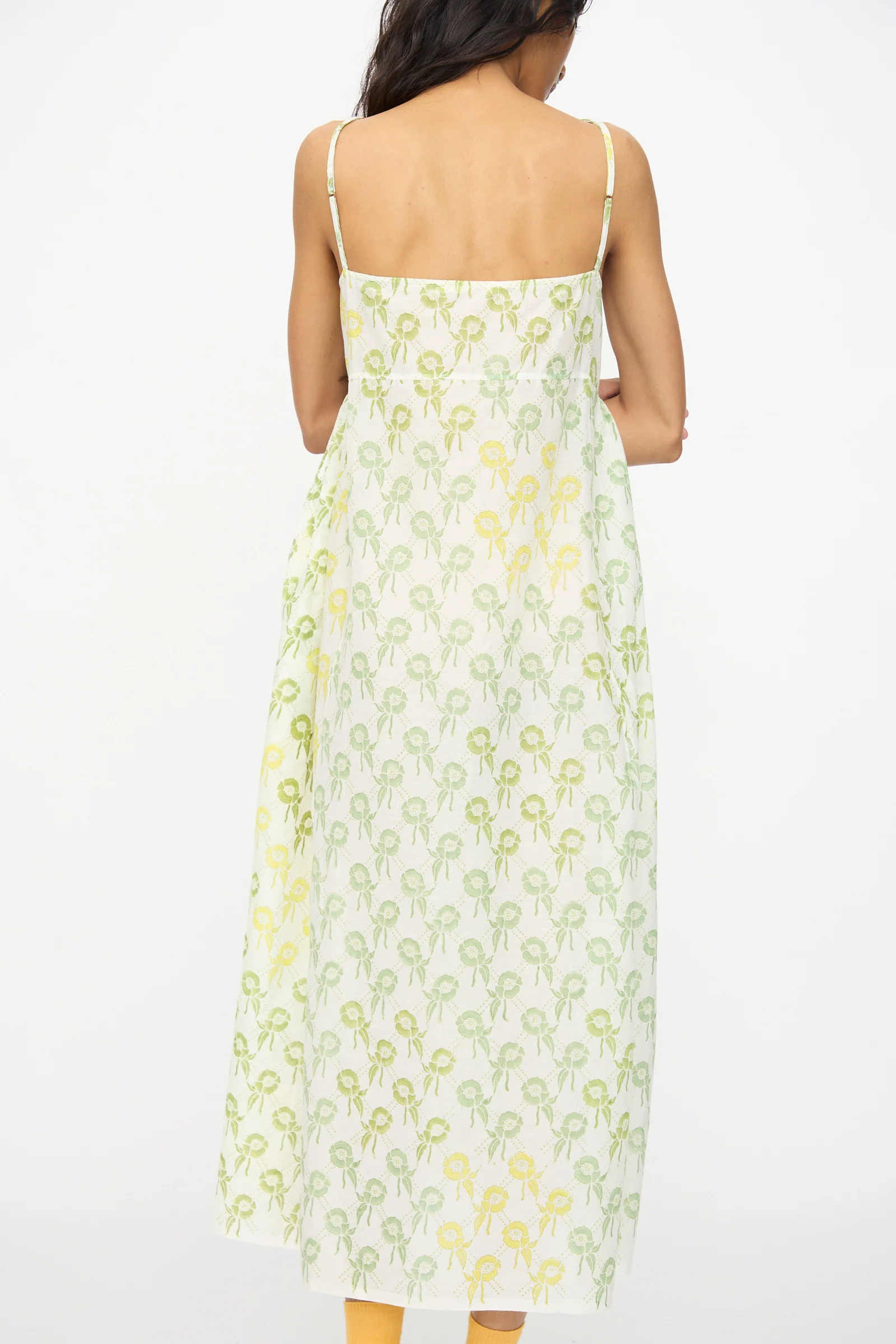 Blockprint Cotton Emma Slip in Green Multi - Image 6