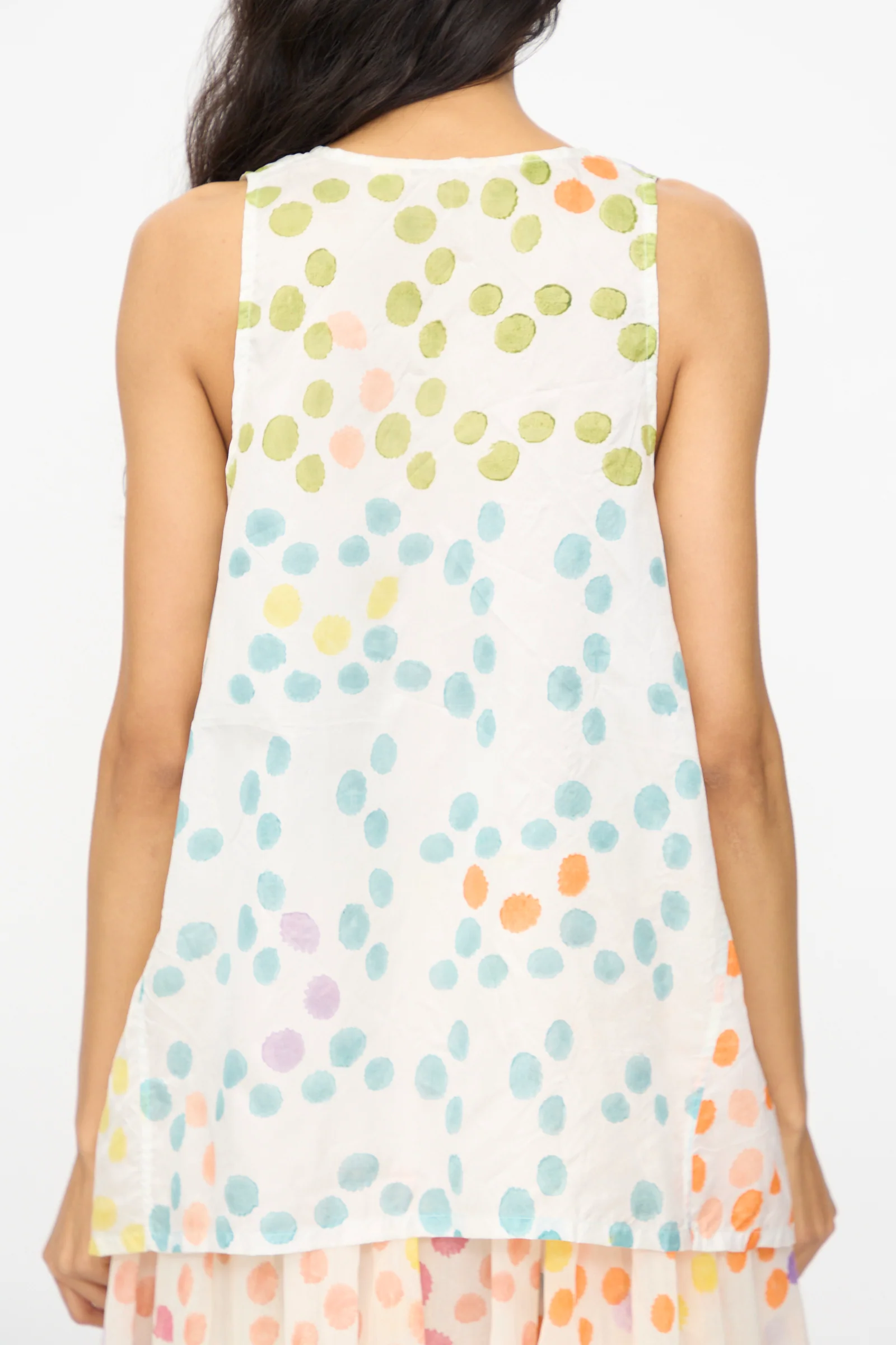 Blockprint Silk Bandi Top in White Multi - Image 6