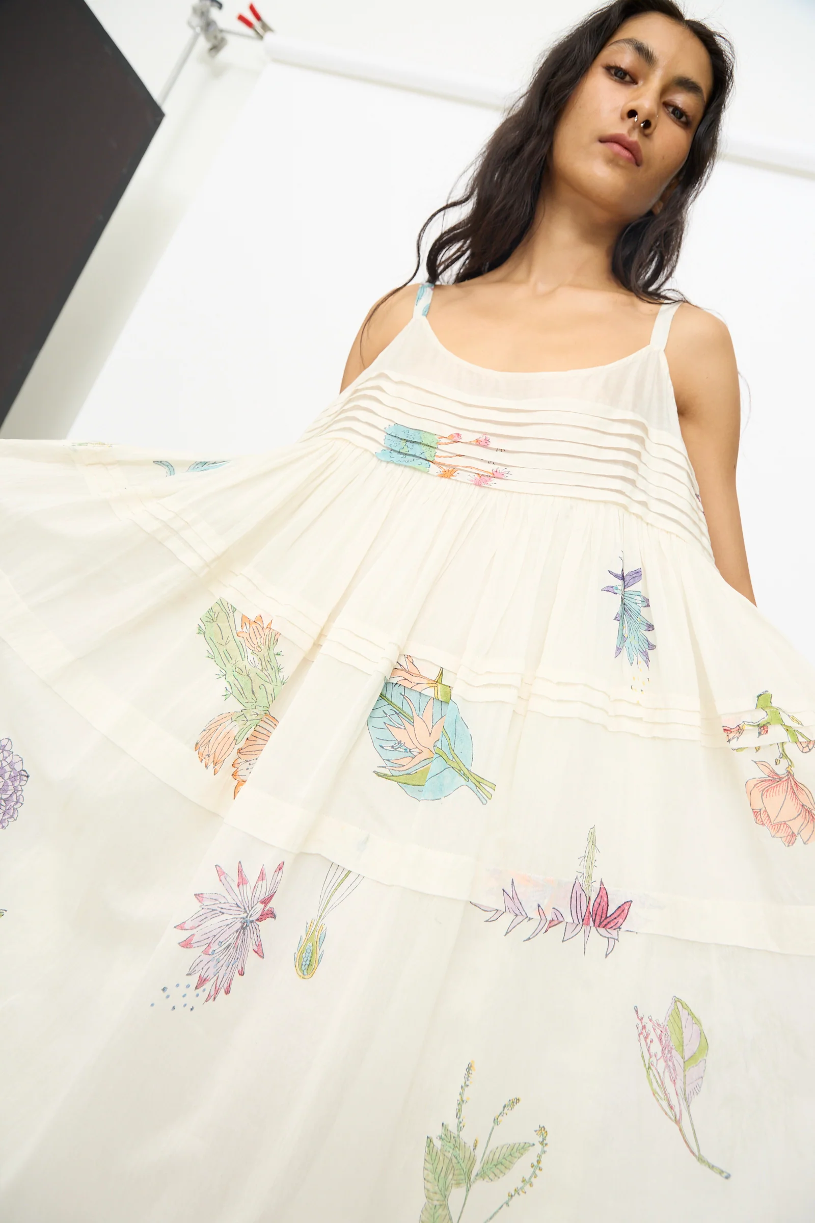 Cotton Silk Blockprint Hazel Slip in White Floral - Image 6