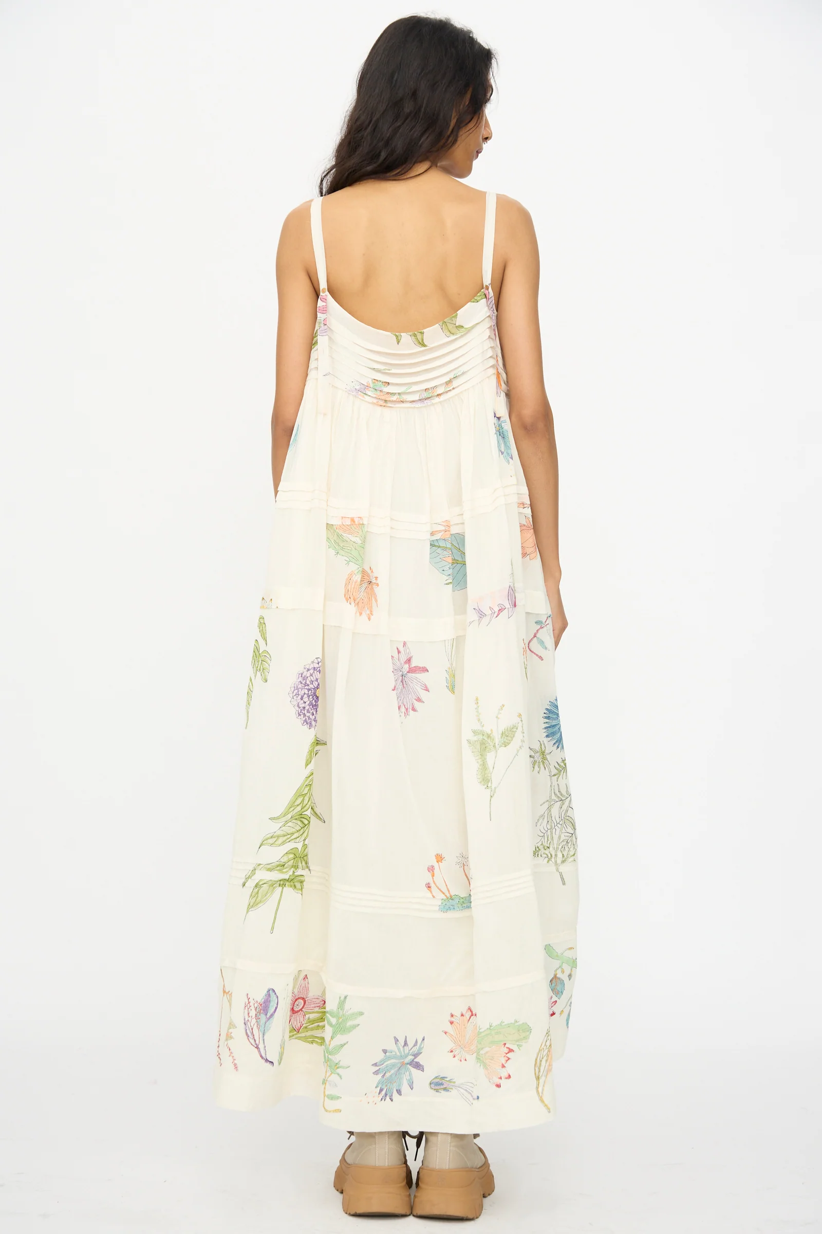 Cotton Silk Blockprint Hazel Slip in White Floral - Image 8
