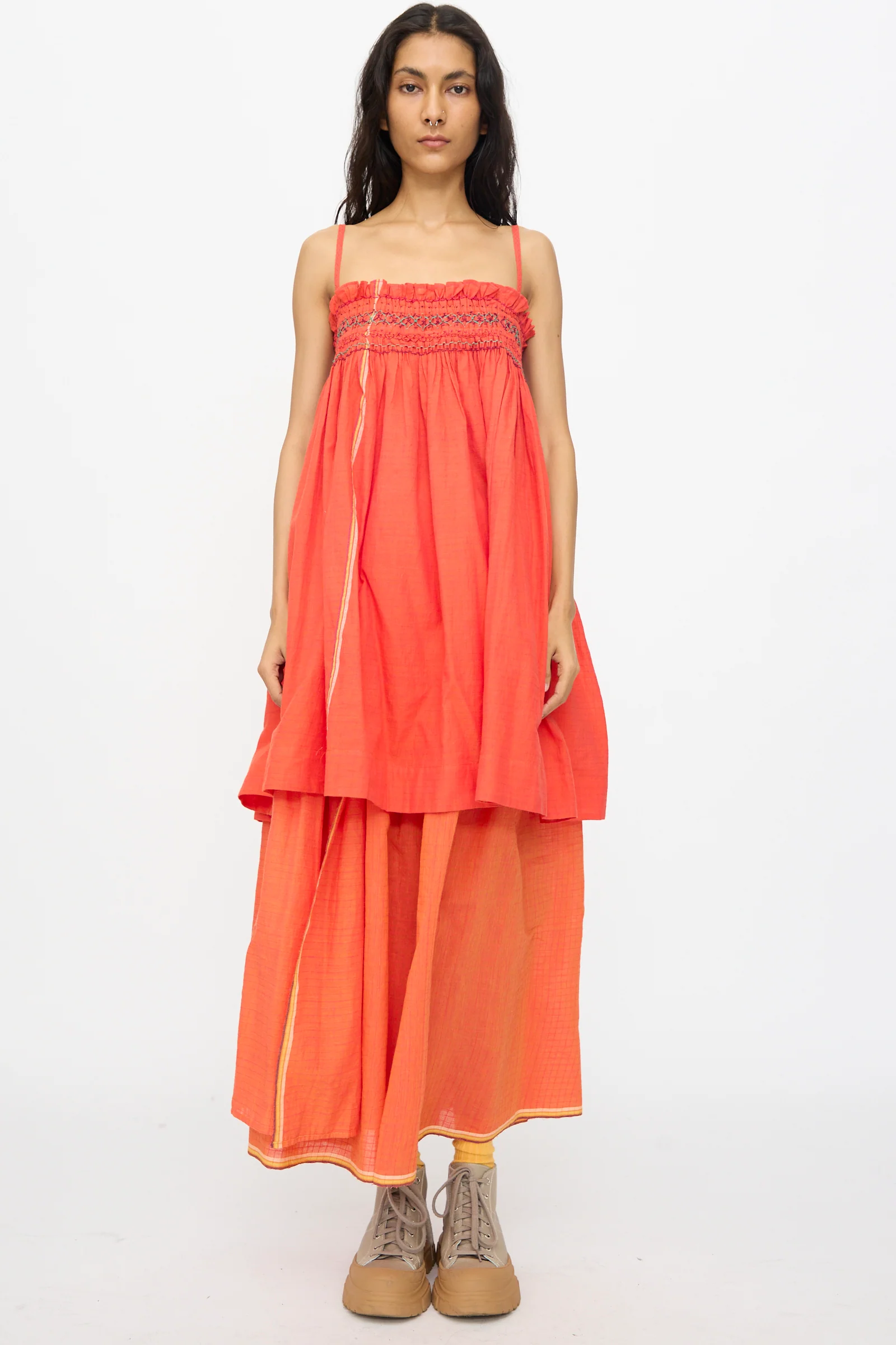 Woven Cotton Sleeveless Top in Red - Image 4