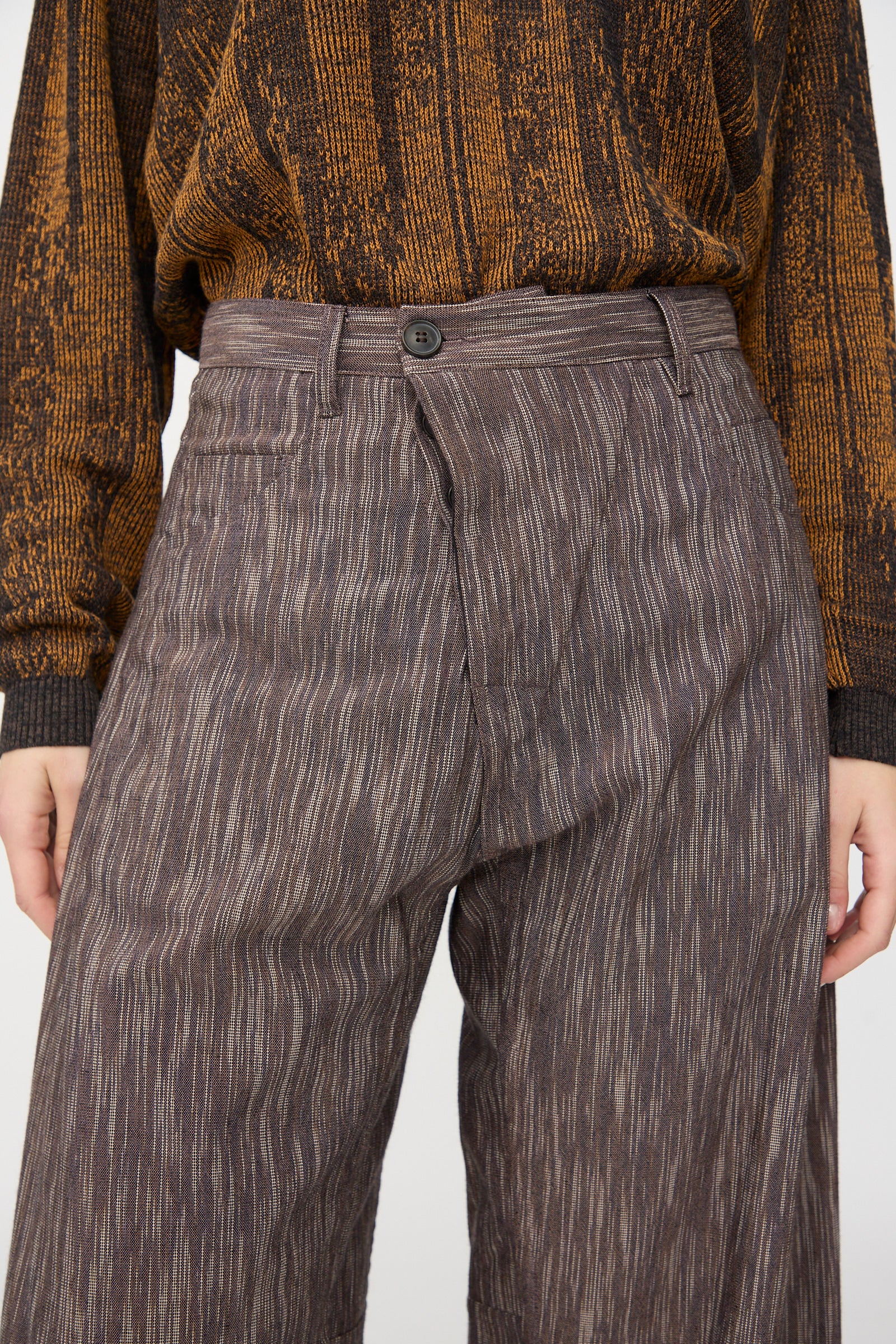 Kasuri Cotton Silk Trousers #90 in Old Lavender - Image 3