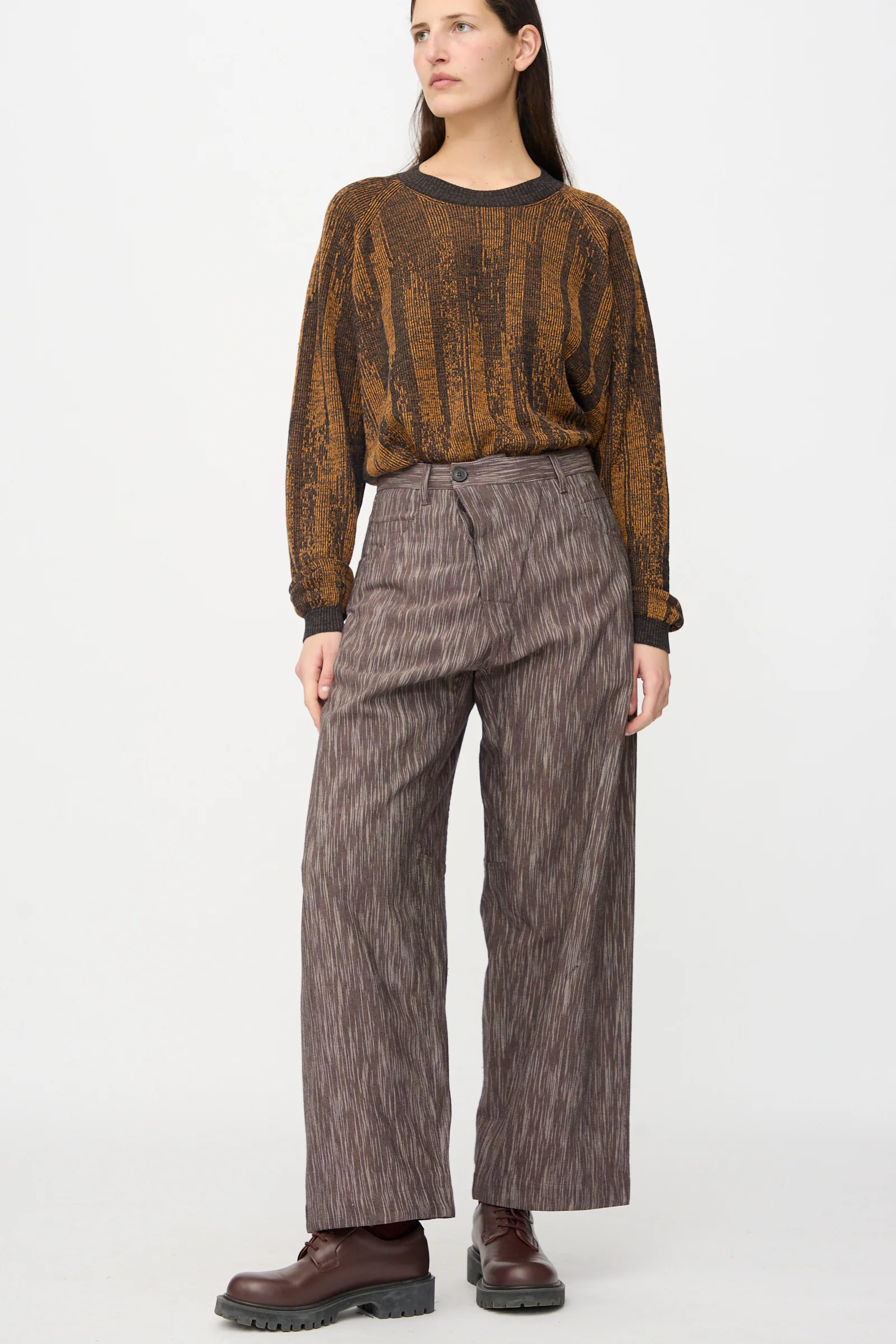 Kasuri Cotton Silk Trousers #90 in Old Lavender - Image 5