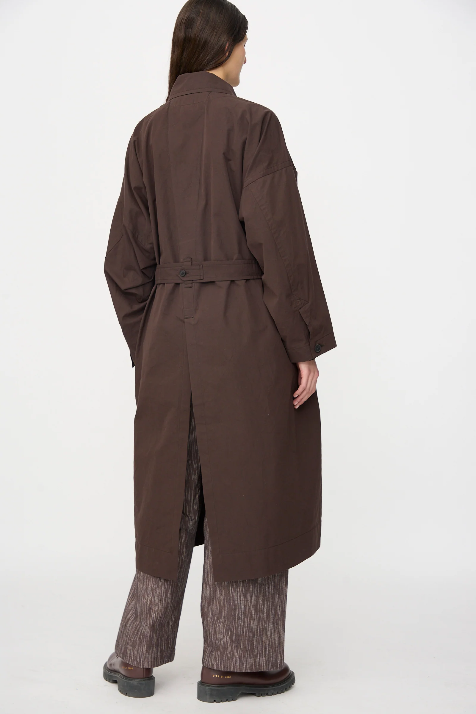 Cotton Silk Canvas Coat #34 in Old Mahogany - Image 10