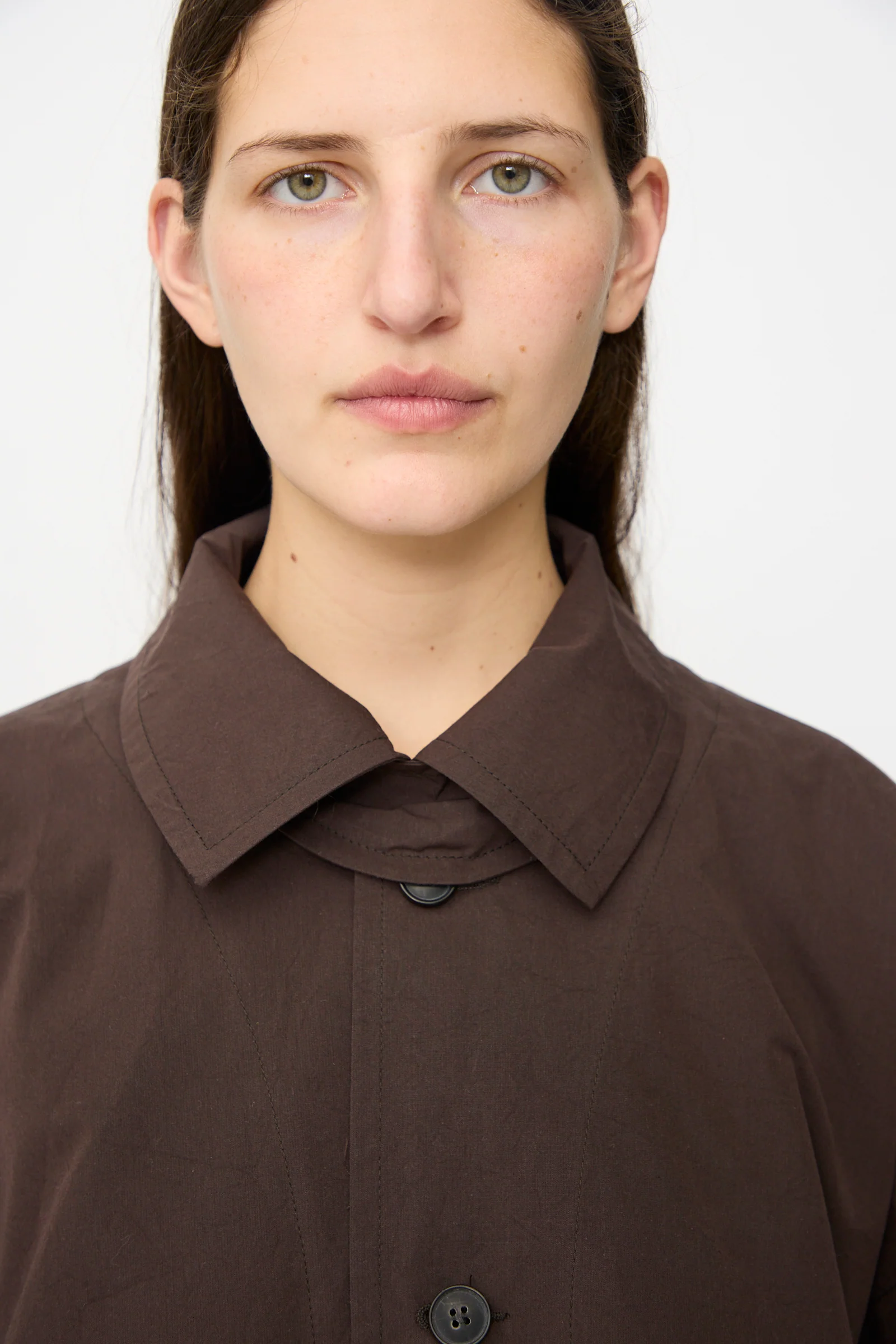 Cotton Silk Canvas Coat #34 in Old Mahogany - Image 3
