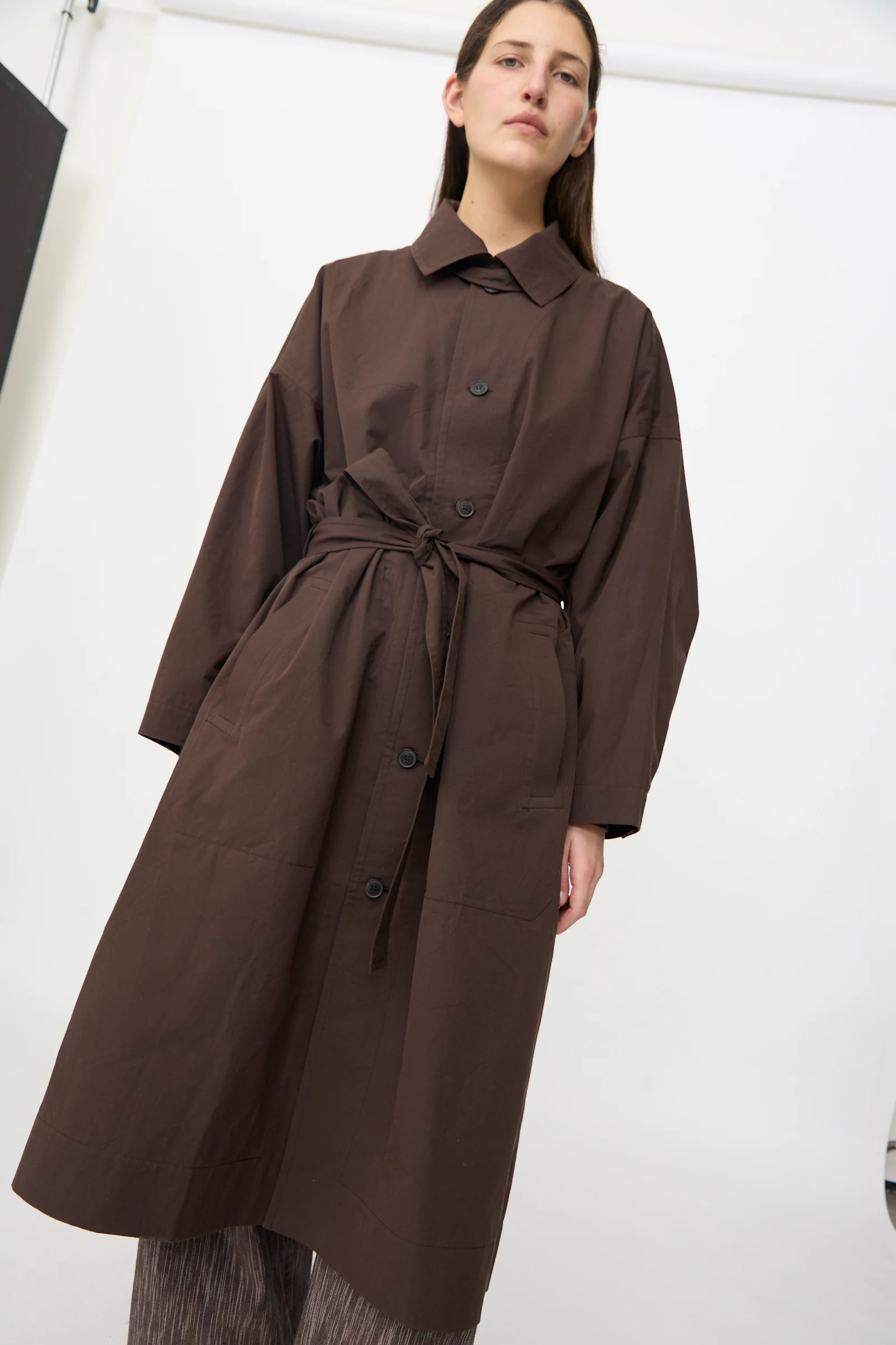 Cotton Silk Canvas Coat #34 in Old Mahogany - Image 4