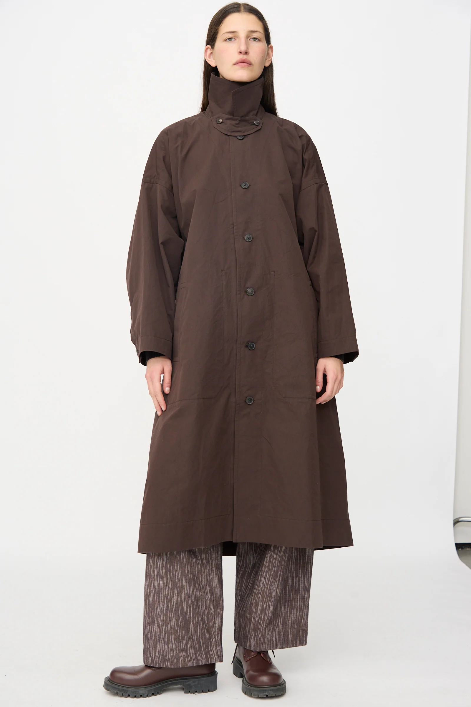 Cotton Silk Canvas Coat #34 in Old Mahogany - Image 5