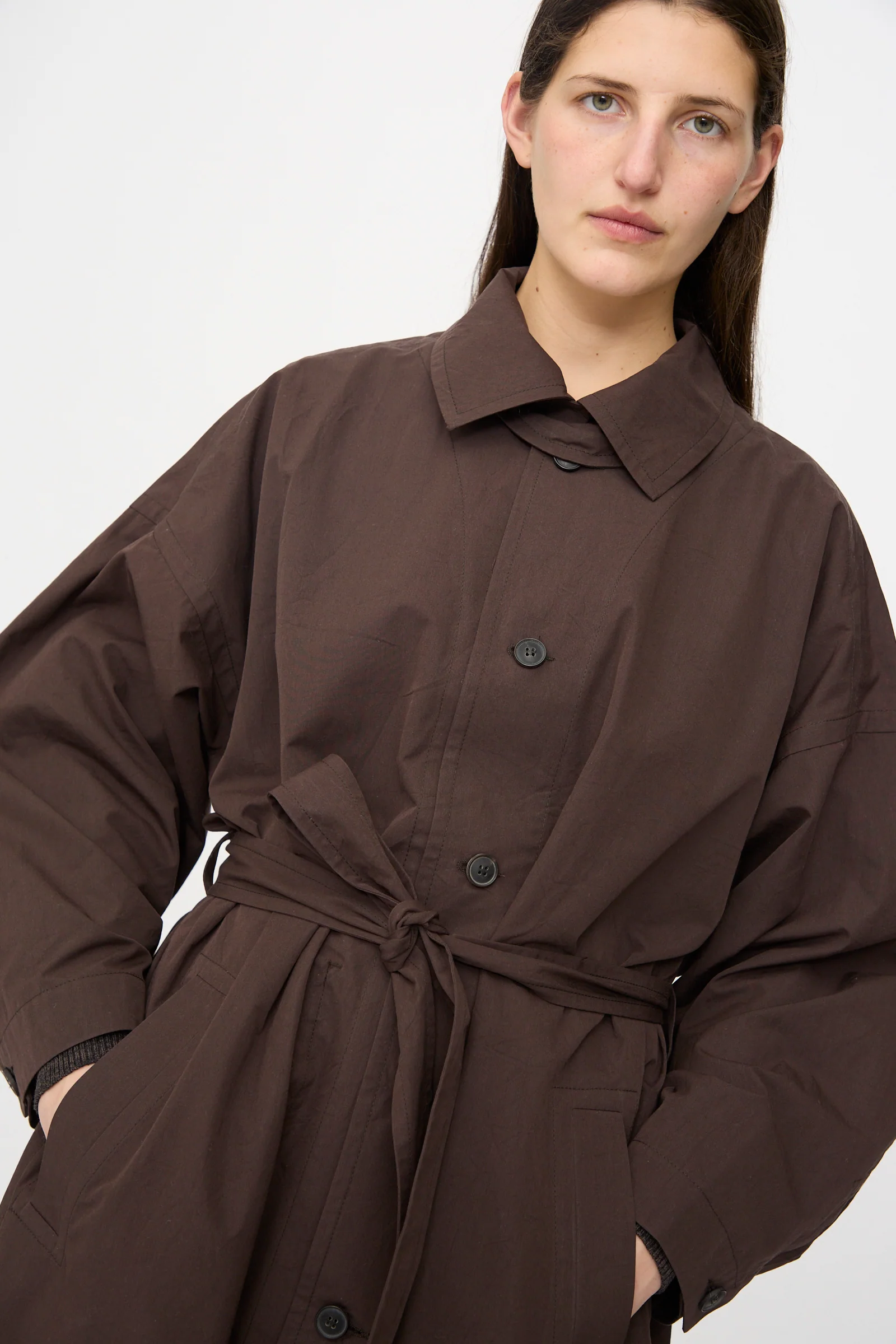 Cotton Silk Canvas Coat #34 in Old Mahogany - Image 7