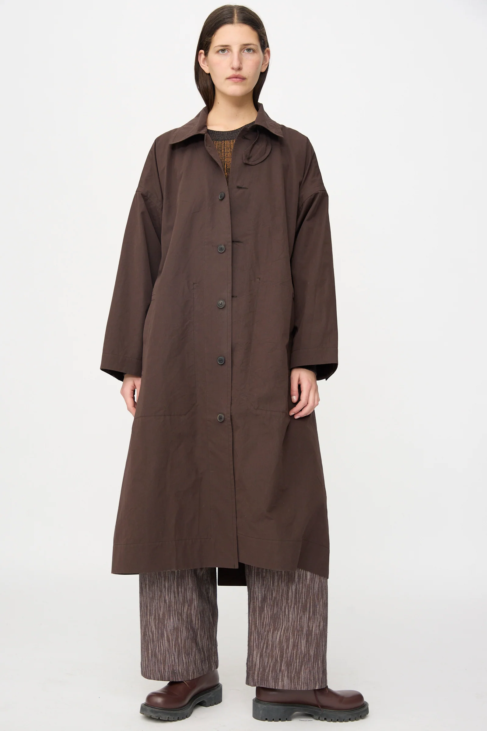 Cotton Silk Canvas Coat #34 in Old Mahogany - Image 8
