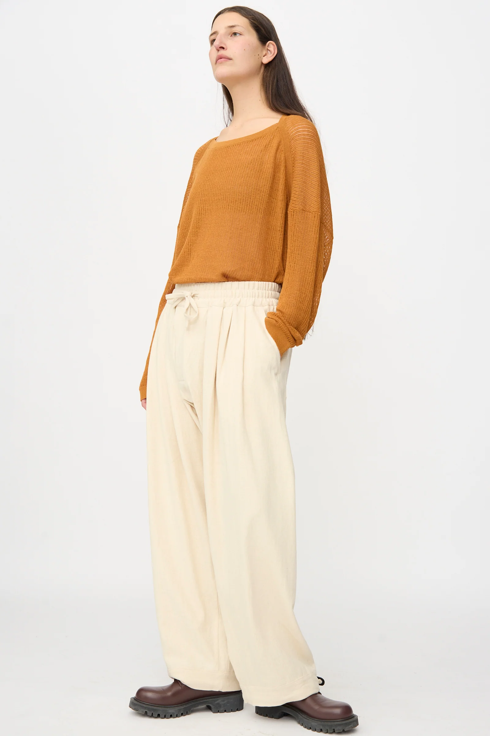 Hemp Soft Canvas Trousers #91 in Kinari - Image 5