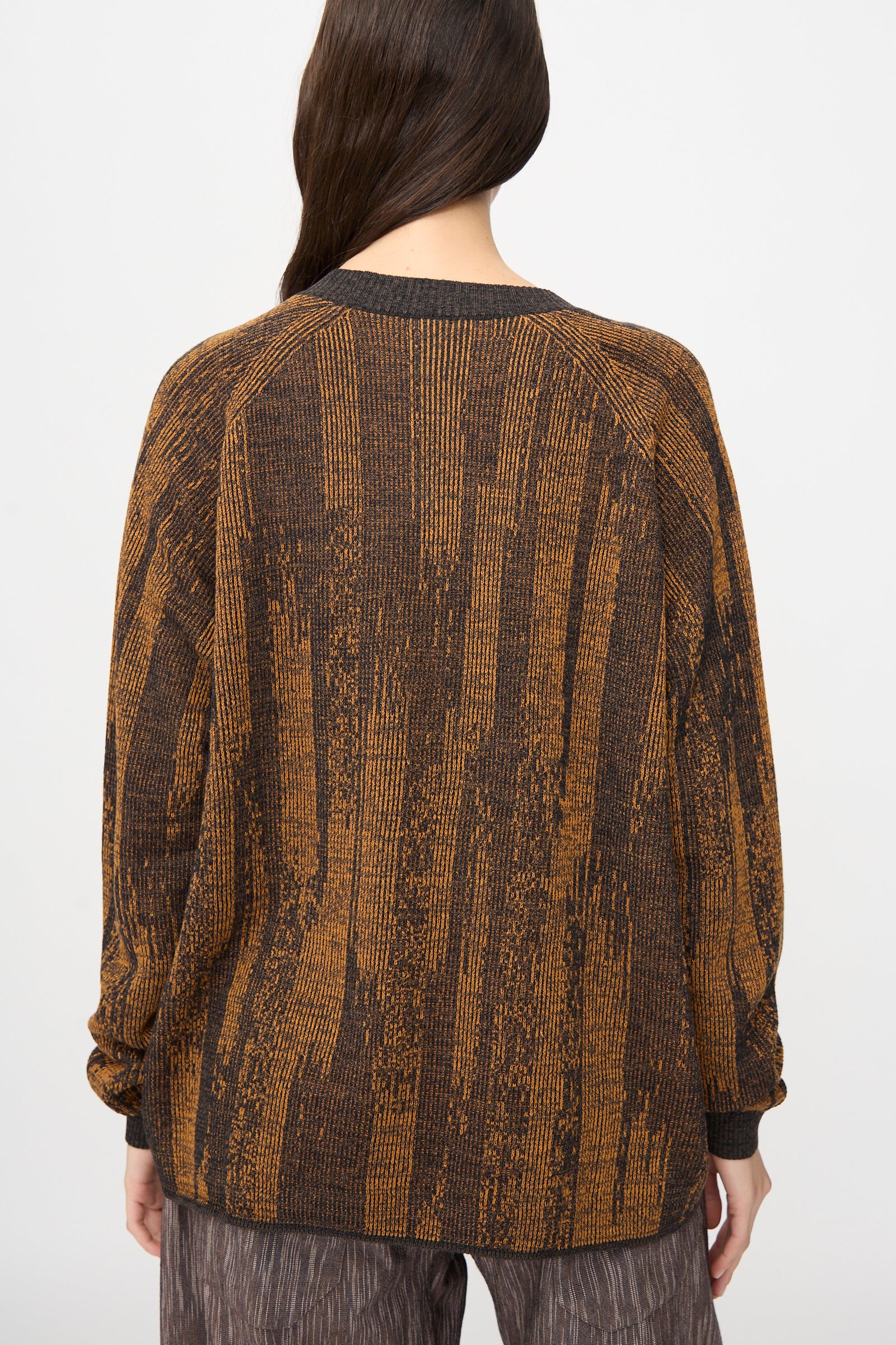 Linen Cotton Kasuri Knit #77 in Black Brown Orange - Image 6