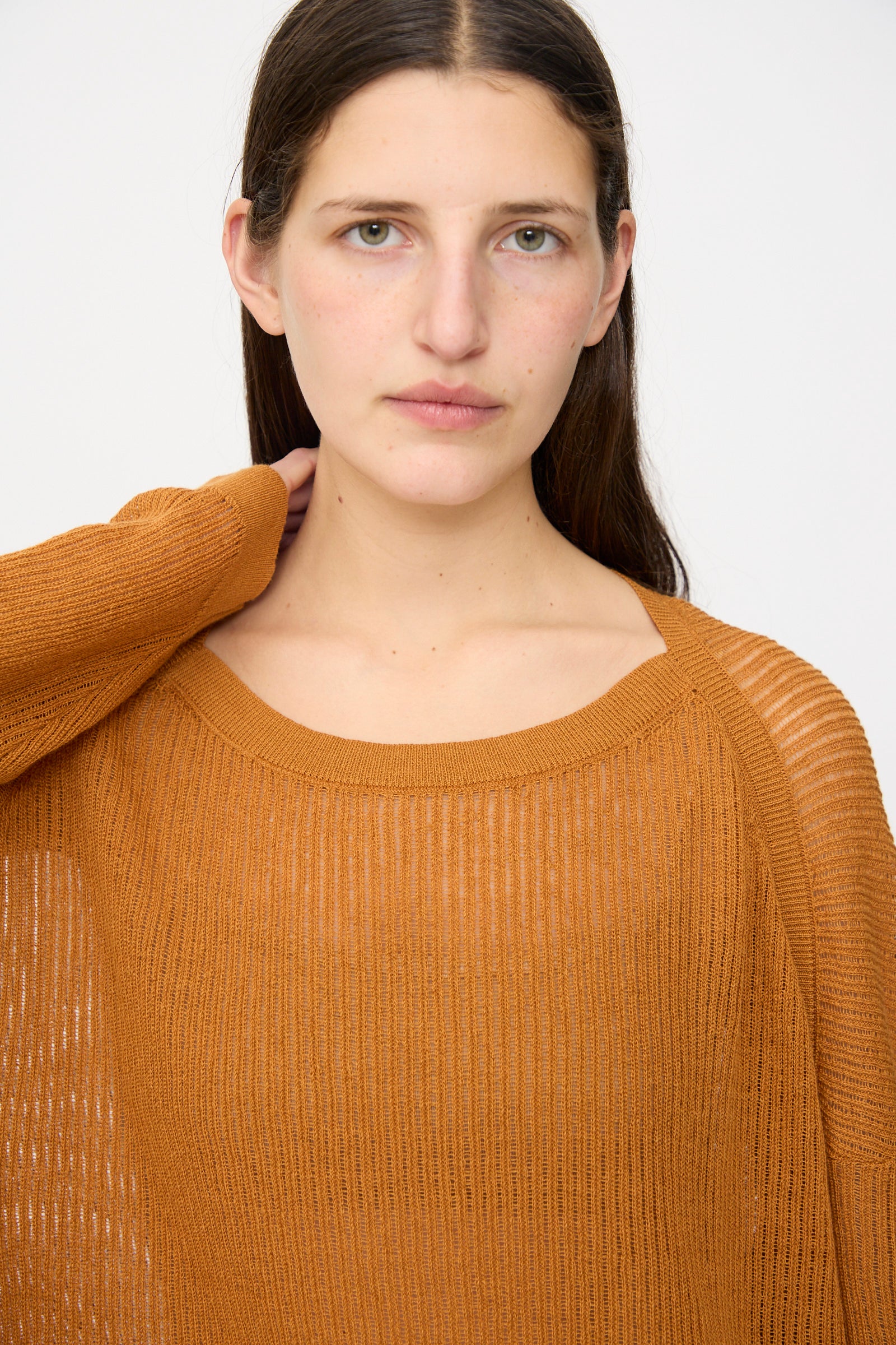 Linen Cotton Mesh Knit #76 in Orange - Image 3