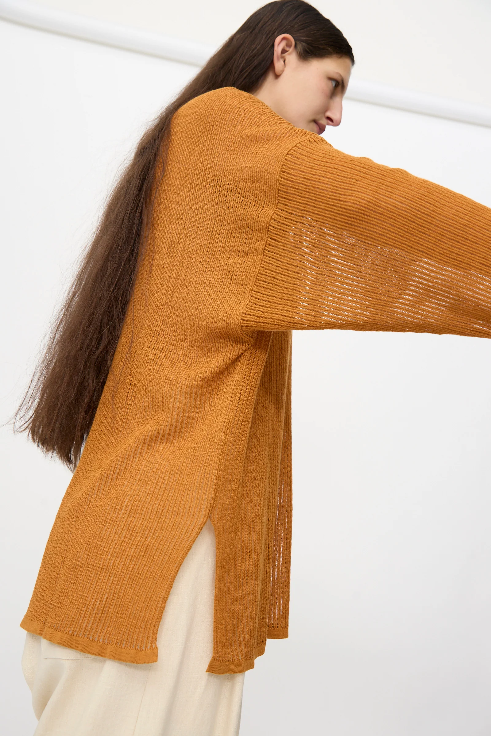 Linen Cotton Mesh Knit #76 in Orange - Image 4