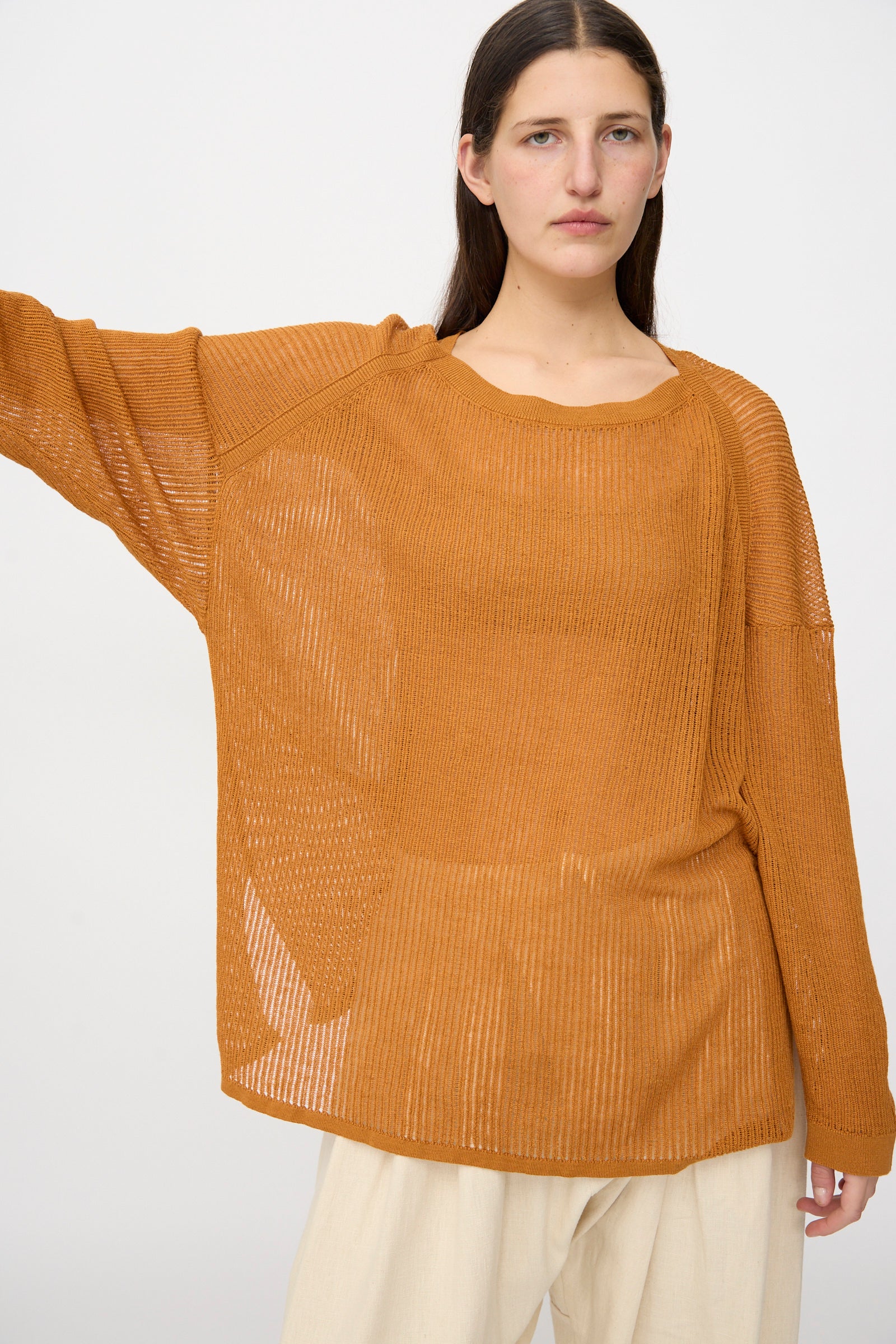 Linen Cotton Mesh Knit #76 in Orange - Image 5