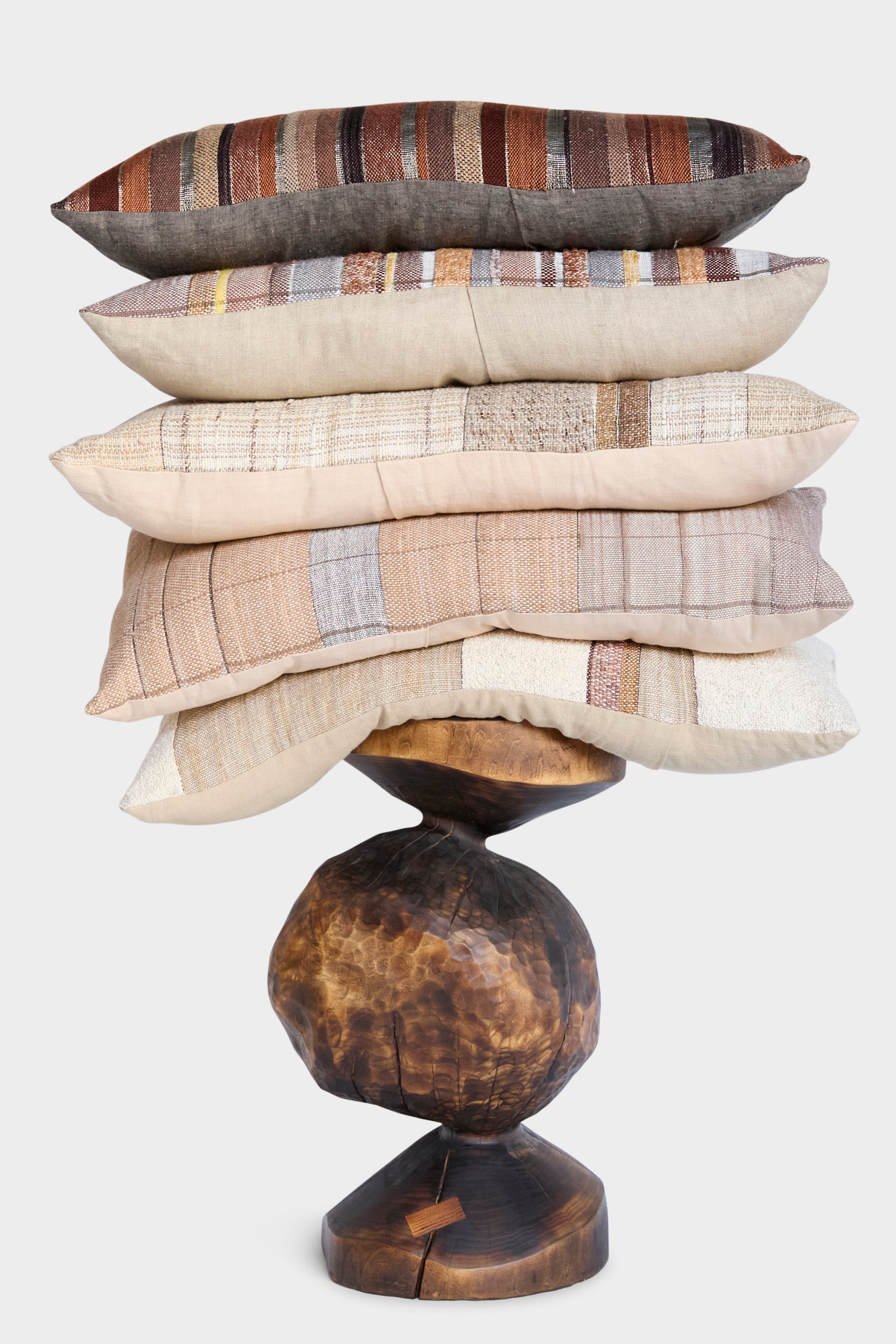Handmade Rock Slab Pillow in Neutral and Olive