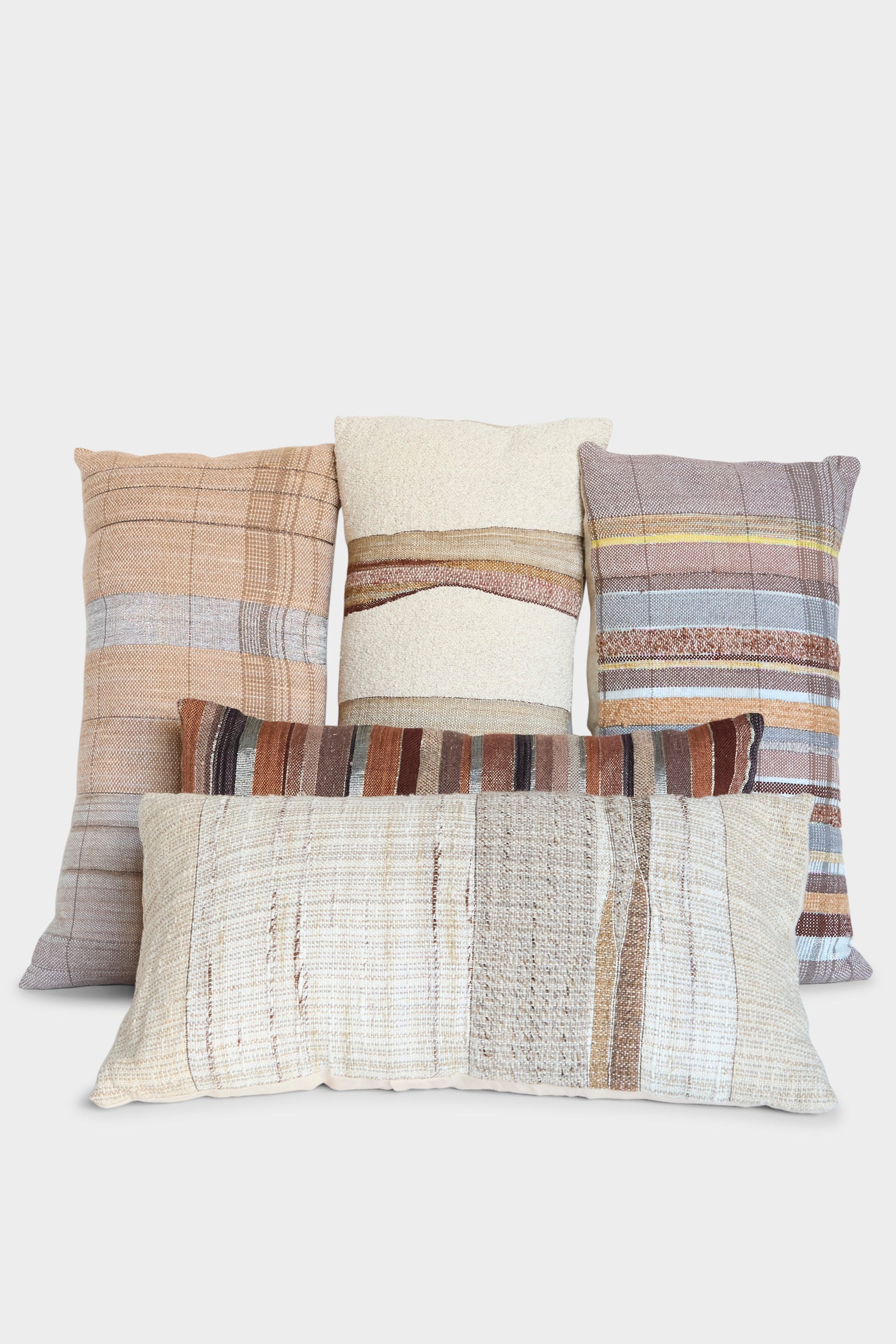 Handmade Rock Slab Pillow in Neutral and Olive - Image 4