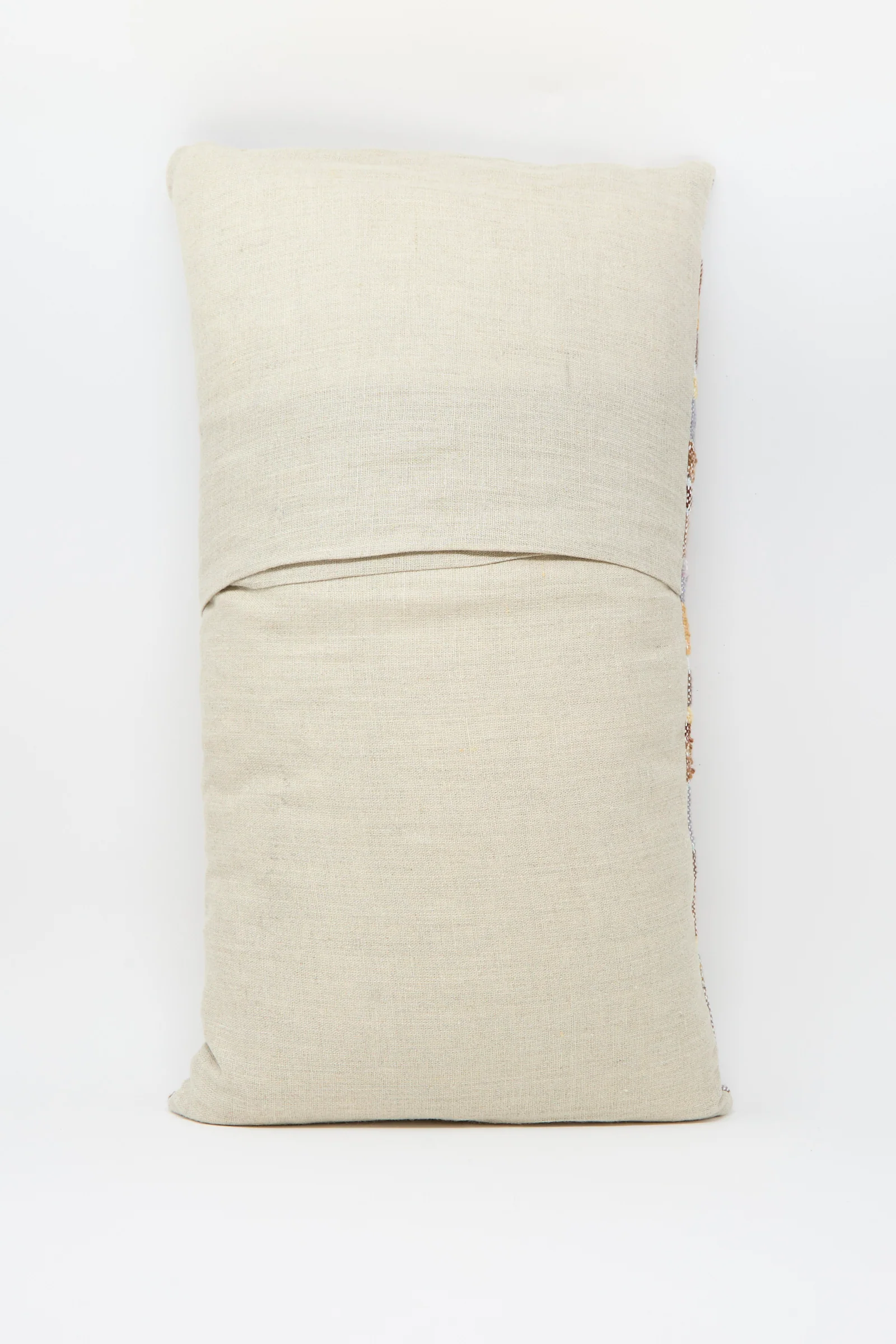 Woven Pillow in Blue, Rust and Yellow Stripe - Image 3