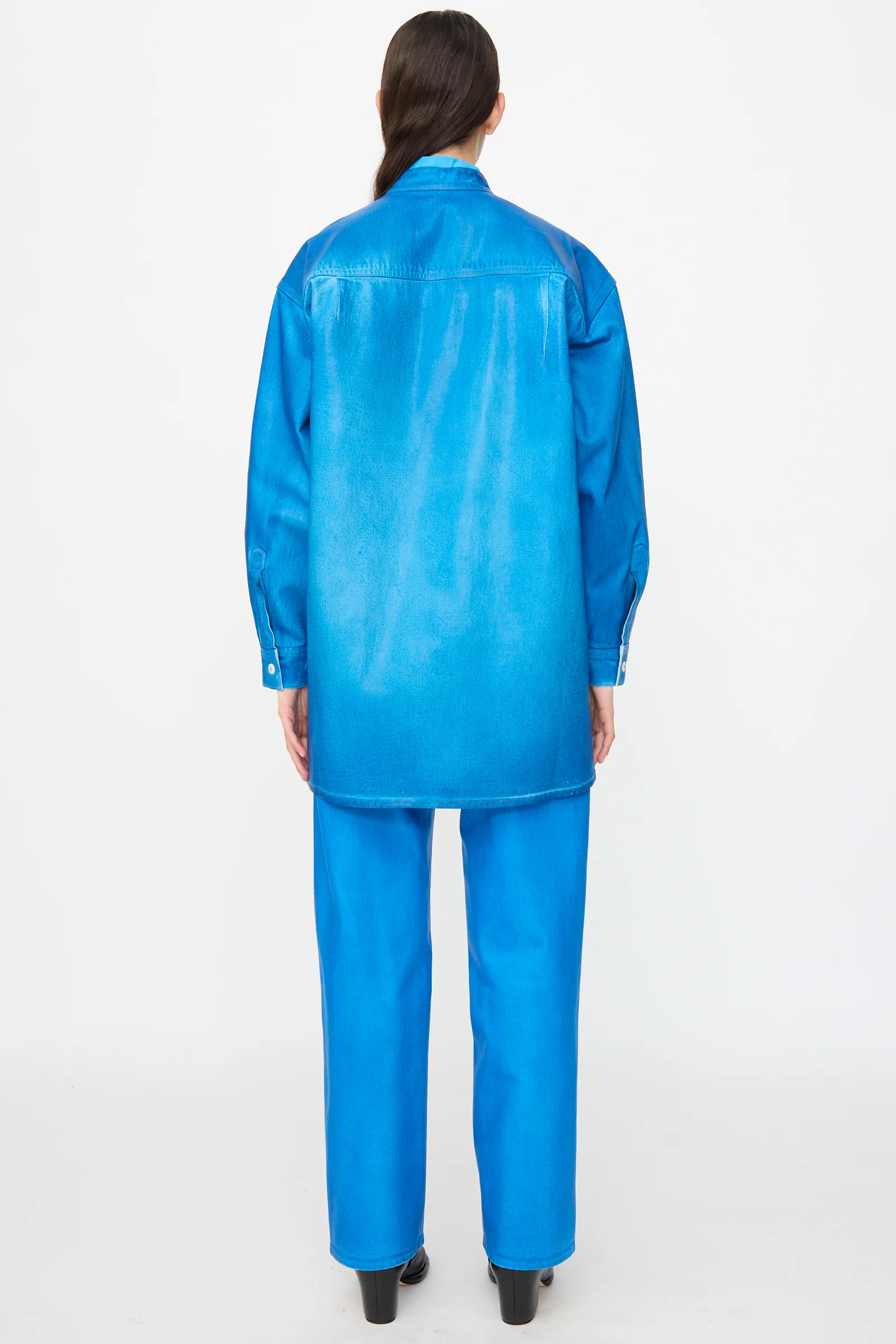 Band Collar Okuda Jacket in Electric Blue Lacquer - Image 10