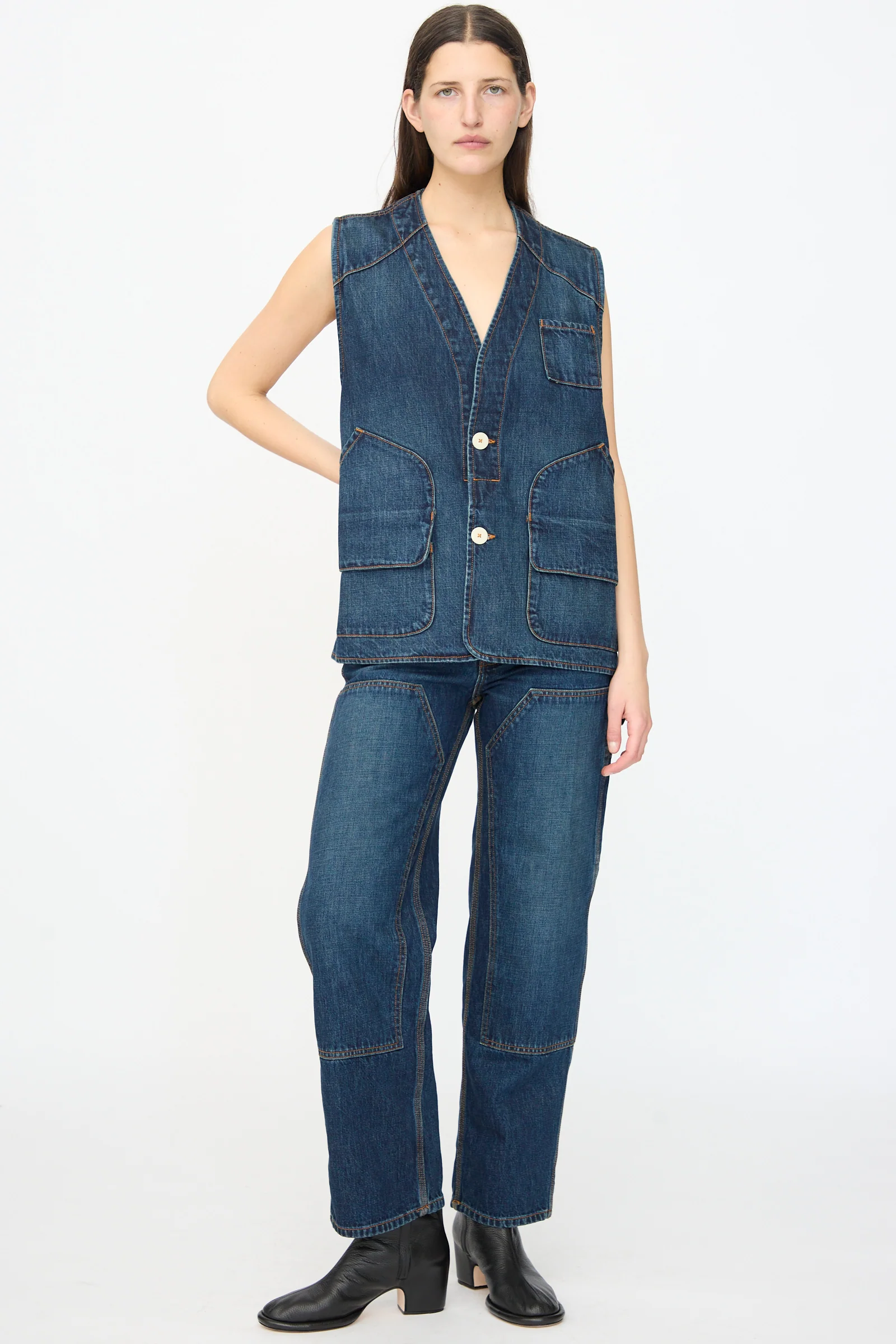 Denim Directors Vest in Medium Roast - Image 2