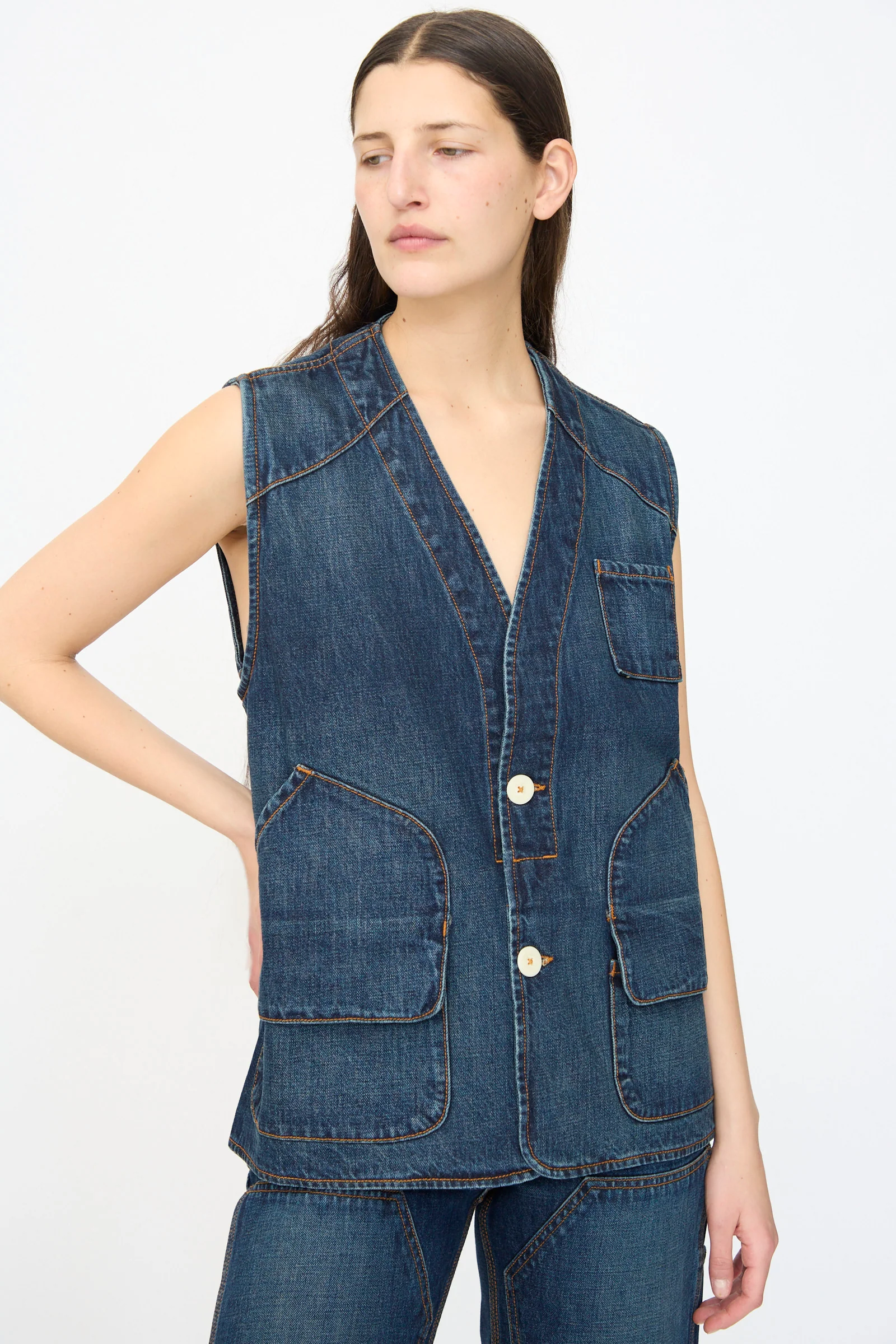 Denim Directors Vest in Medium Roast - Image 5
