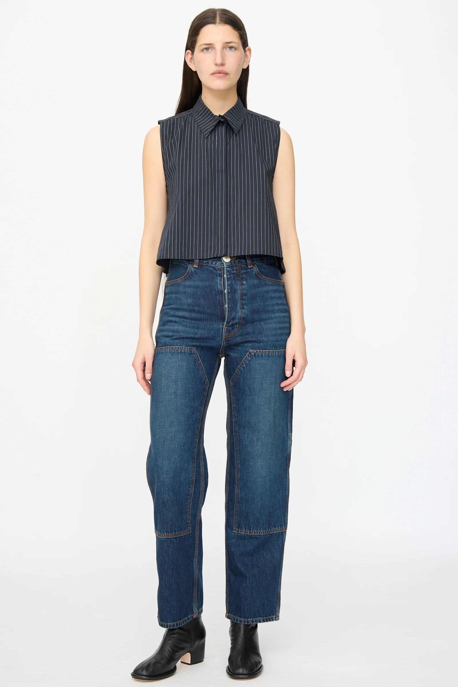 Denim Patchwork Handy Pants in Medium Roast - Image 5