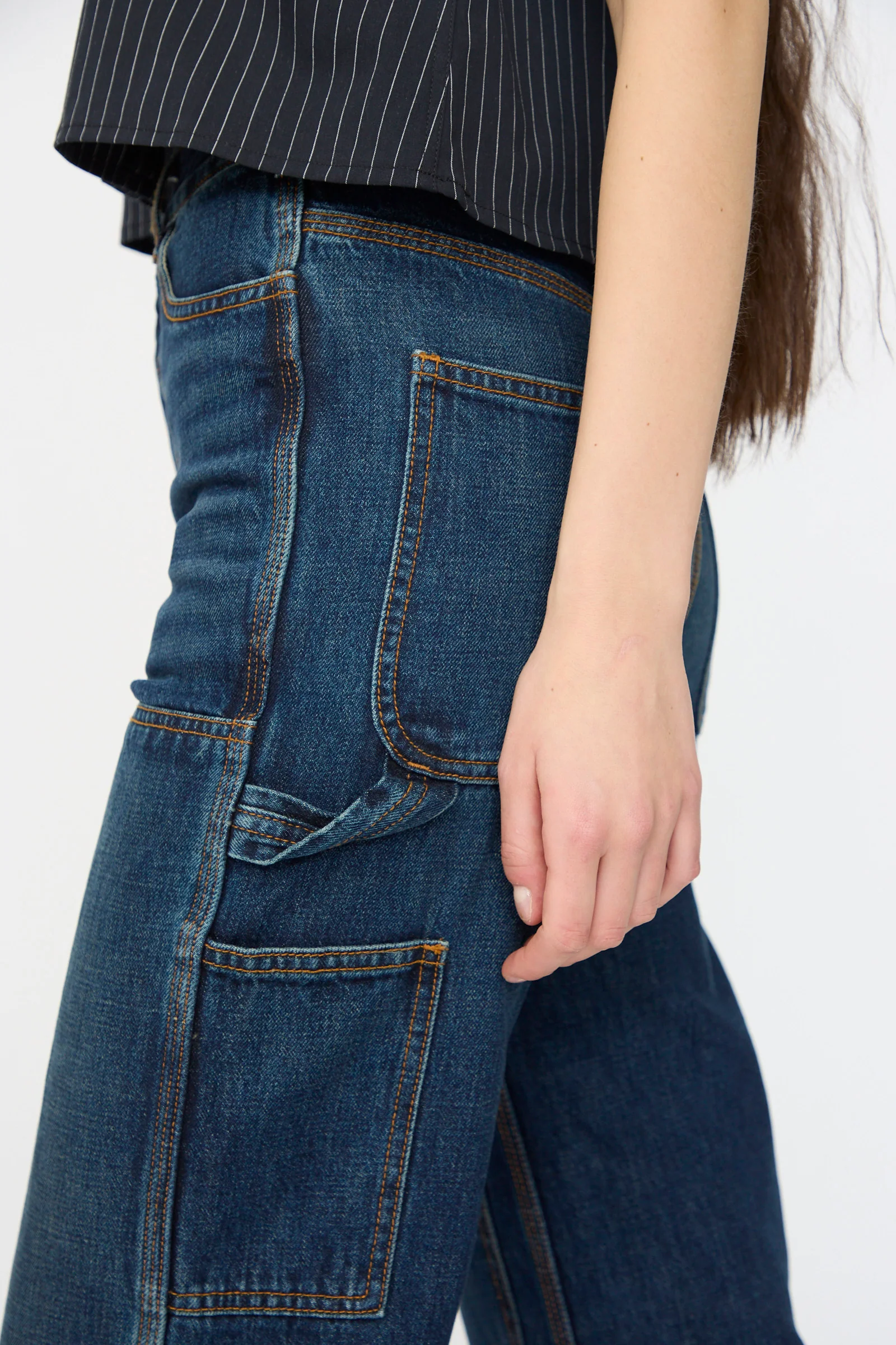 Denim Patchwork Handy Pants in Medium Roast - Image 6