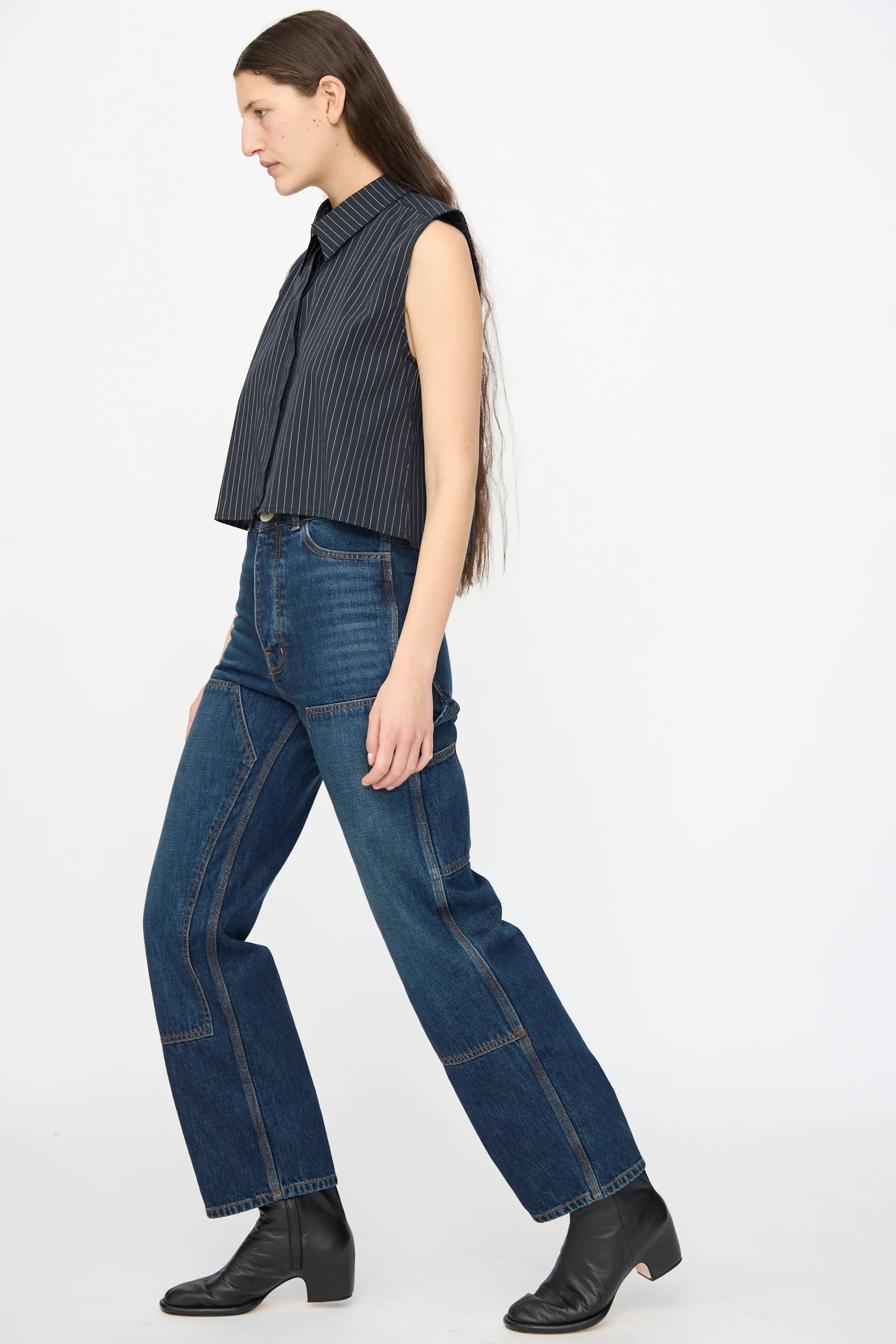 Denim Patchwork Handy Pants in Medium Roast - Image 7