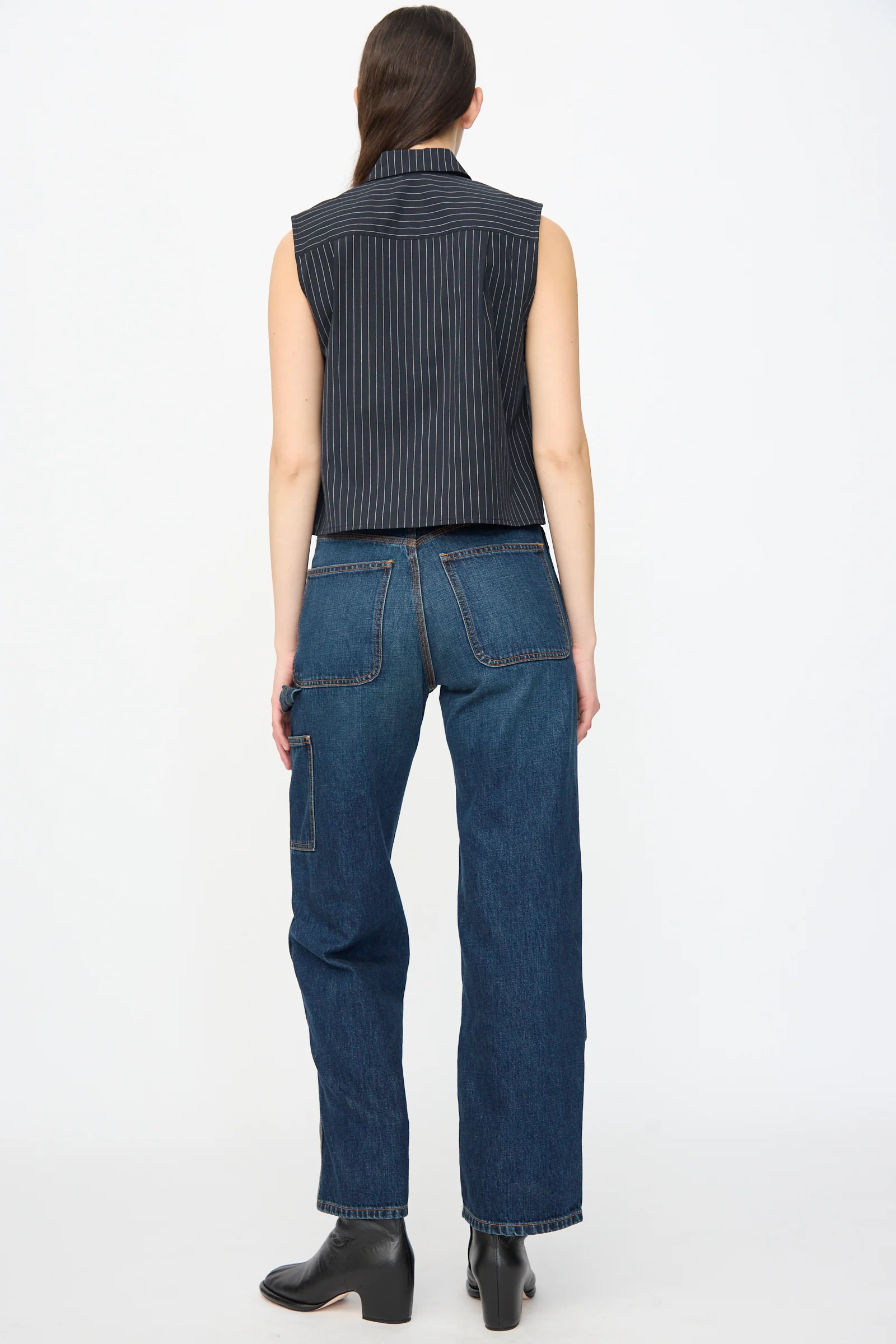 Denim Patchwork Handy Pants in Medium Roast - Image 8