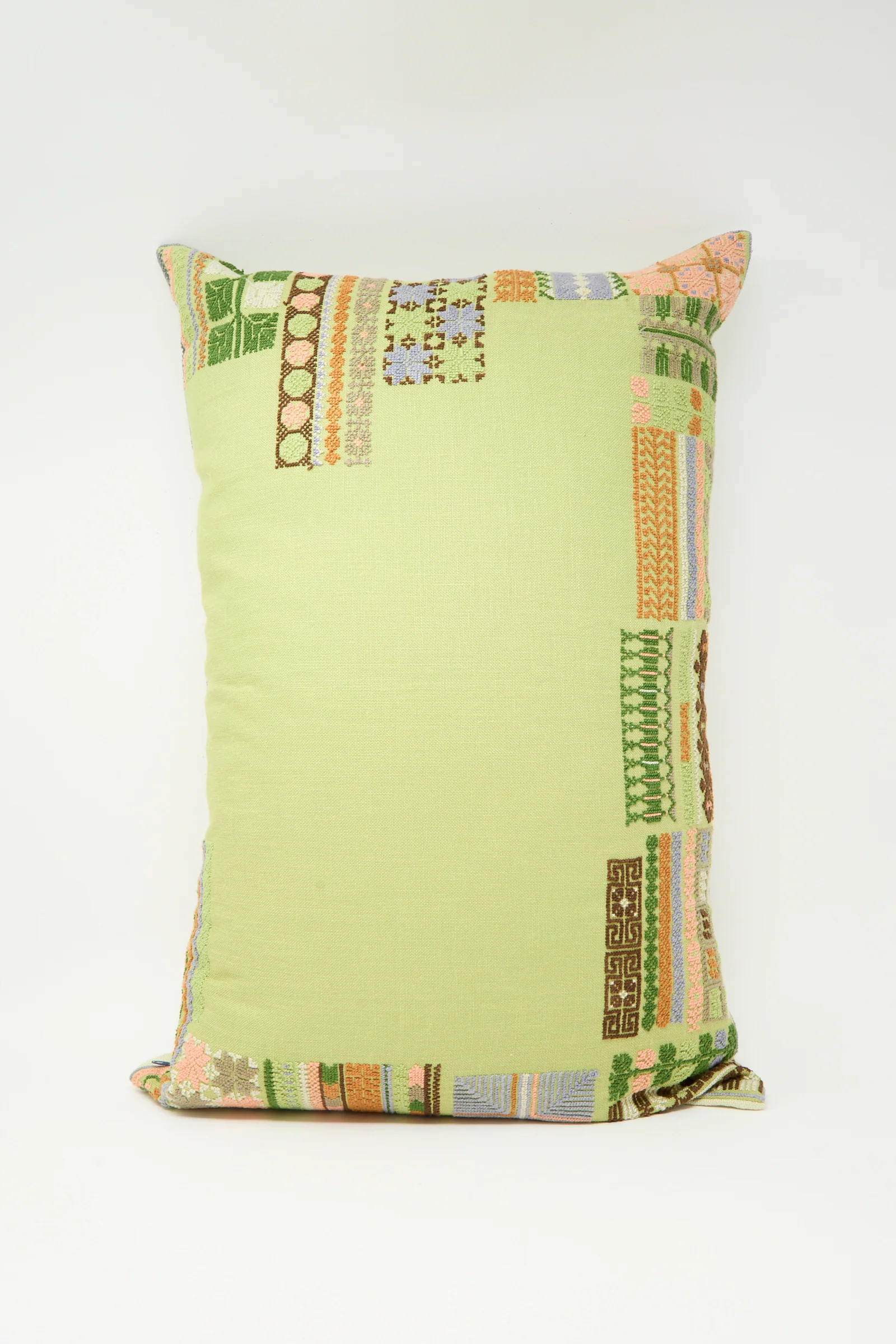 Imm Bushra Hand Embroidered Pillow in Olive