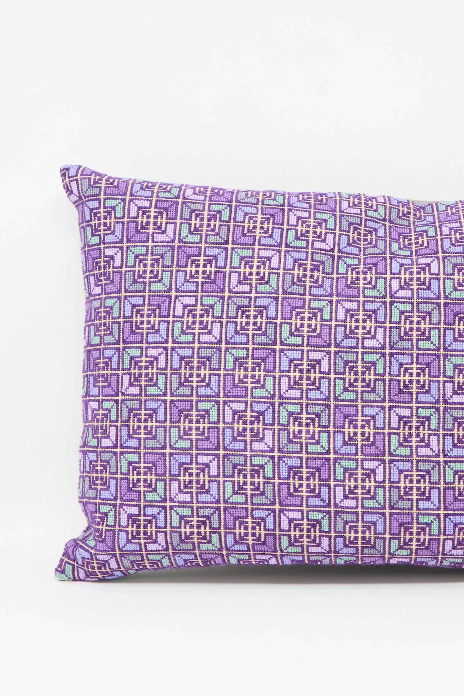 Rana Hand Embroidered Pillow in Lilac and Purple I - Image 3
