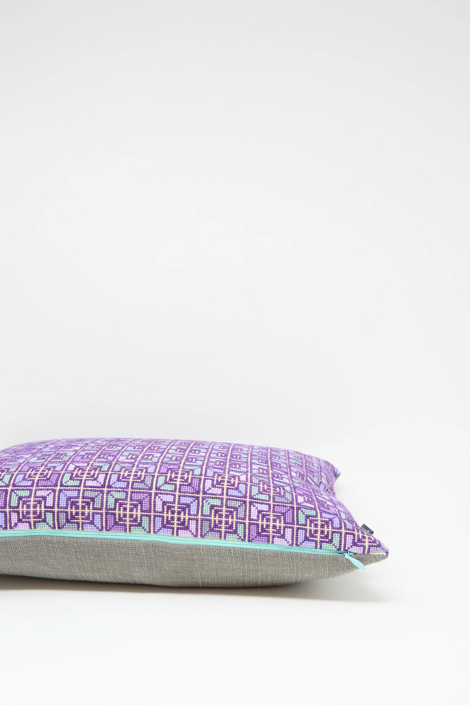 Rana Hand Embroidered Pillow in Lilac and Purple I - Image 5