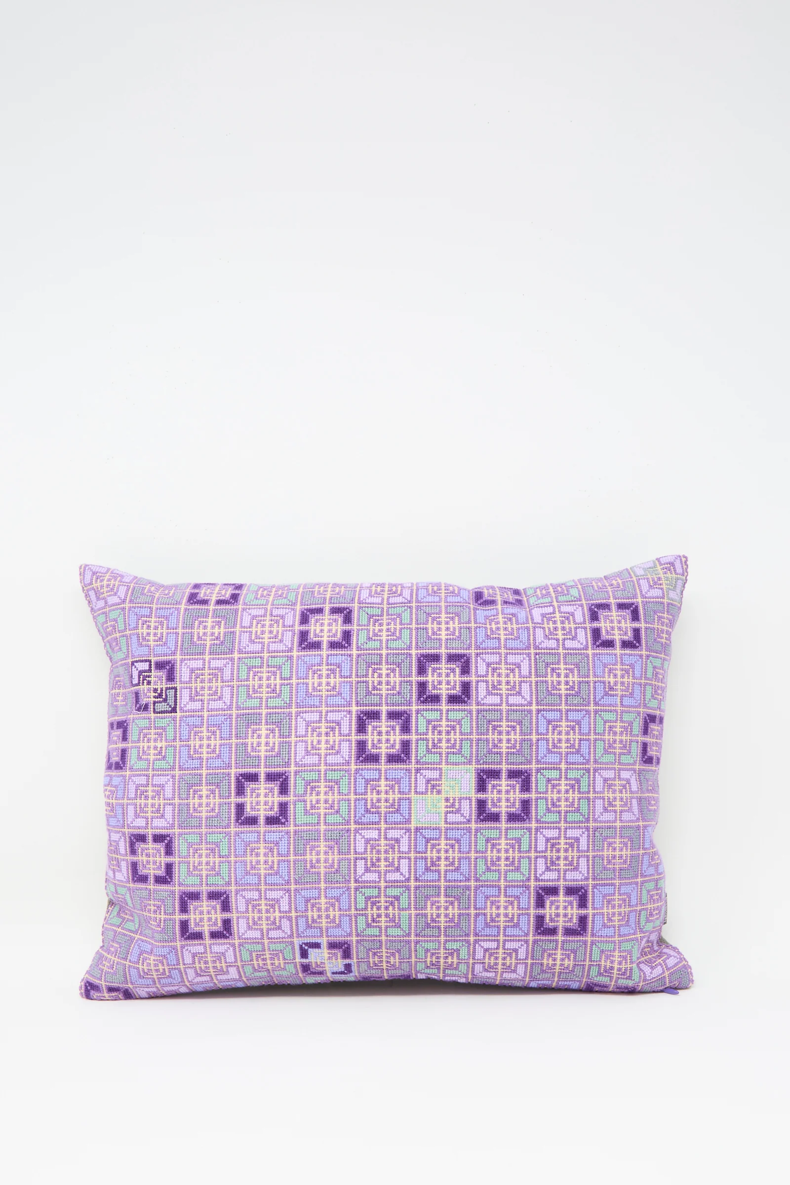 Rana Hand Embroidered Pillow in Lilac and Purple II