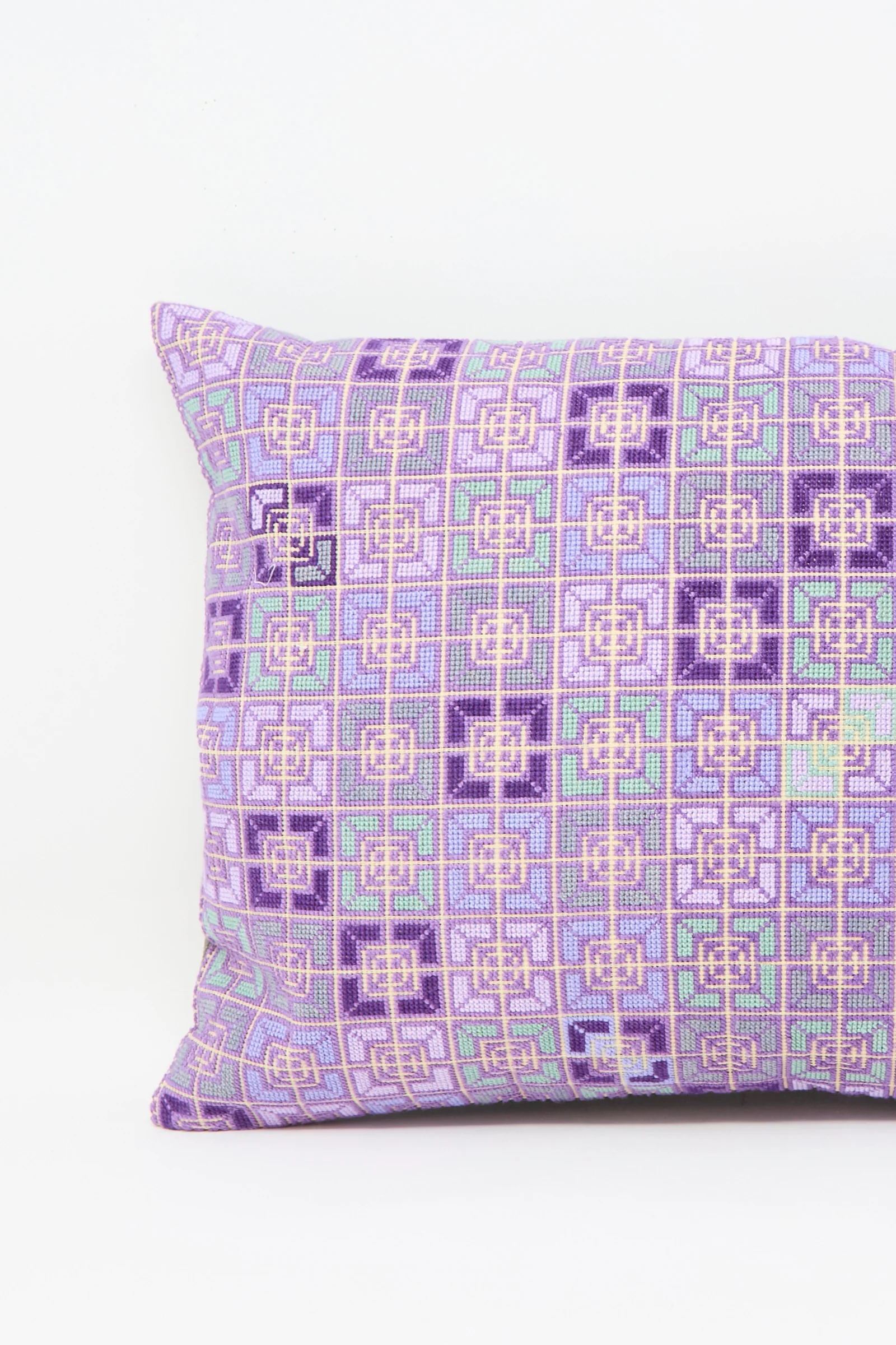 Rana Hand Embroidered Pillow in Lilac and Purple II - Image 3