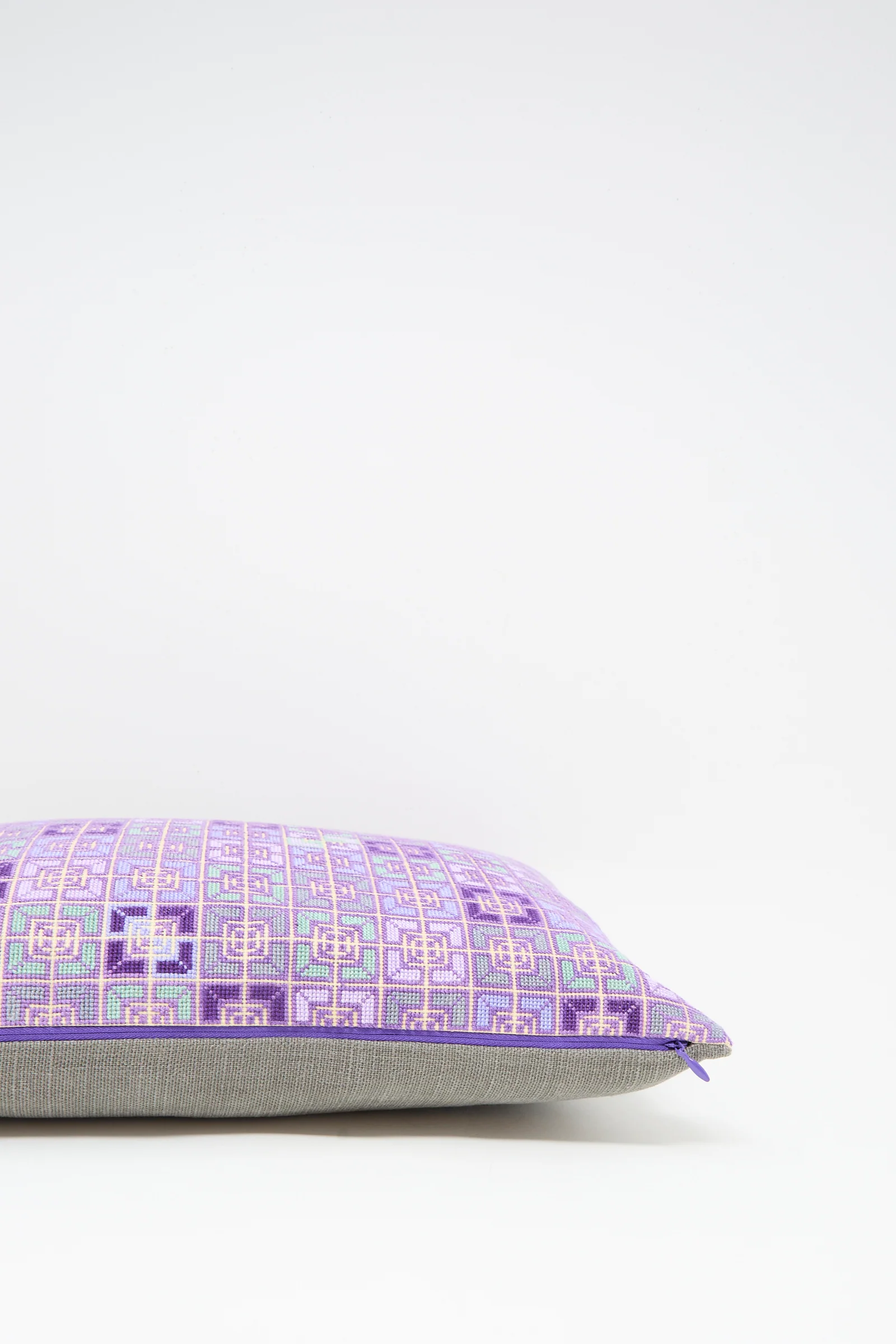 Rana Hand Embroidered Pillow in Lilac and Purple II - Image 5