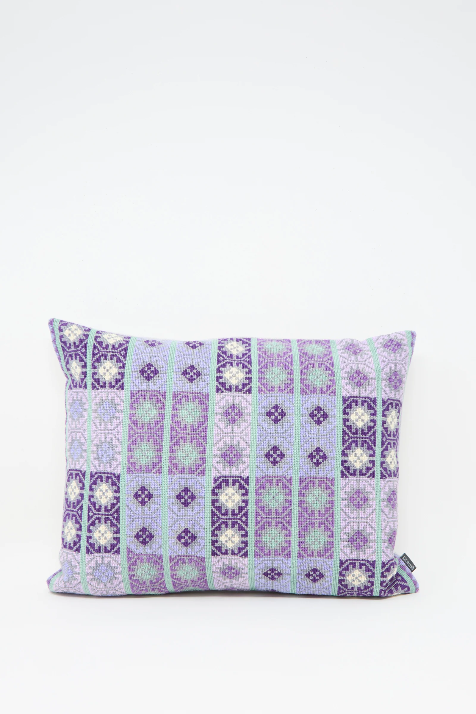 Wafa'a Hand Embroidered Pillow in Lilac