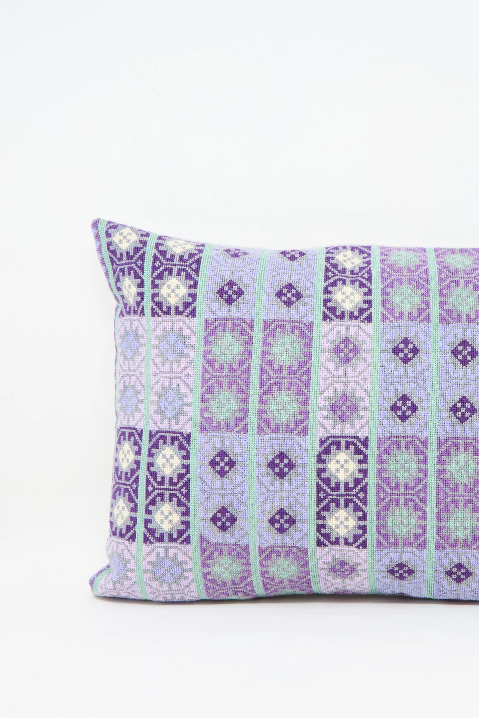 Wafa'a Hand Embroidered Pillow in Lilac - Image 3