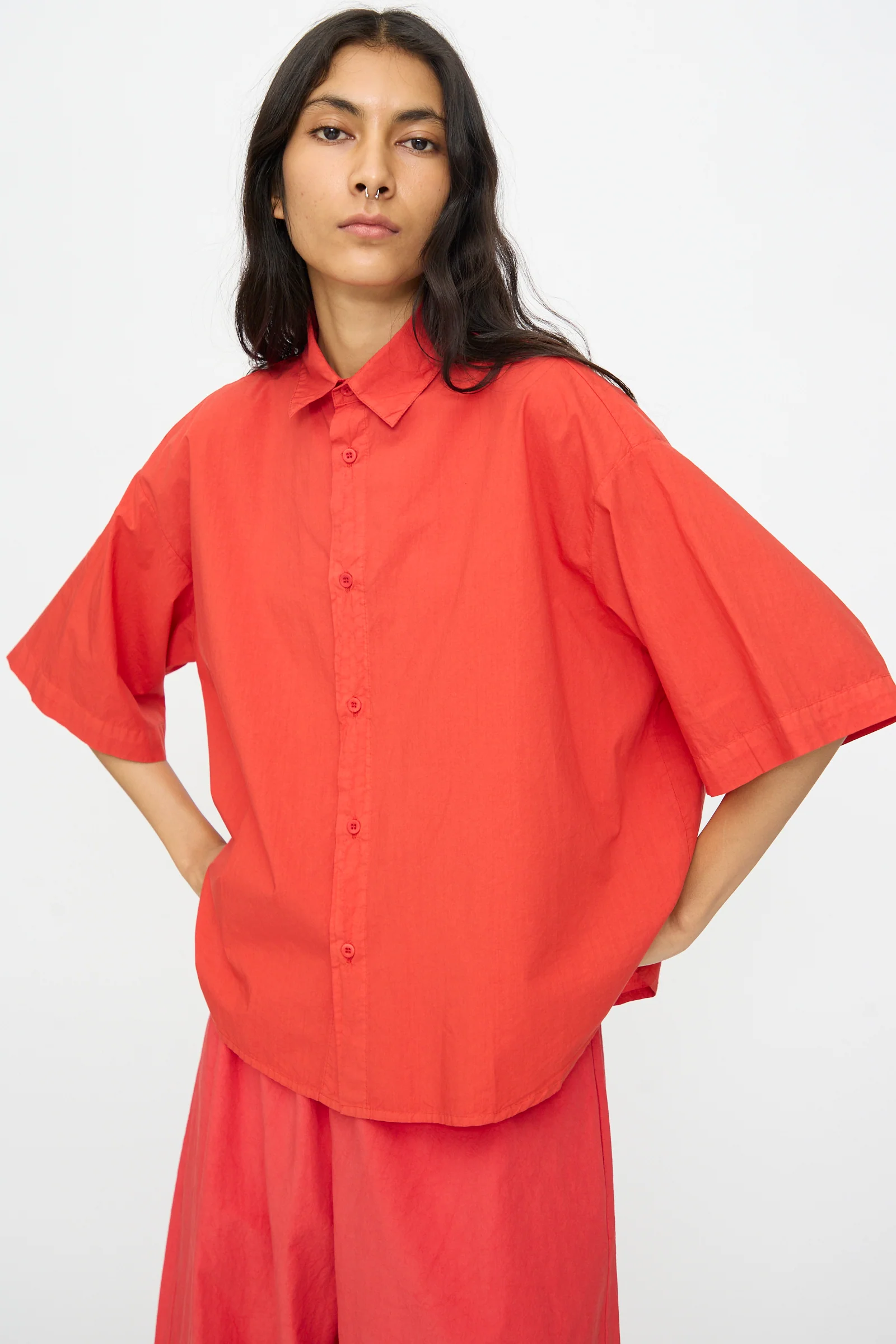 Cotton Egadi Shirt in Tango
