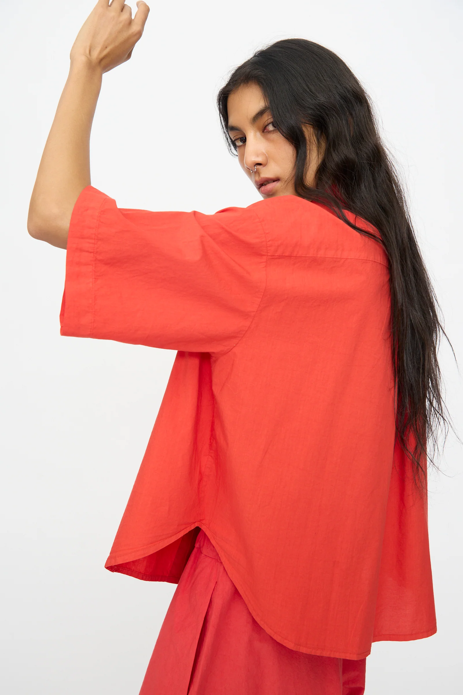 Cotton Egadi Shirt in Tango - Image 4