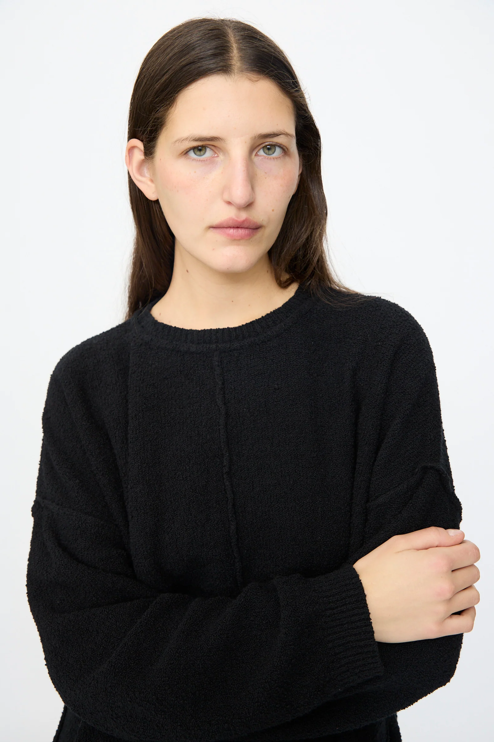 Boucle Crewneck in Black - Image 3