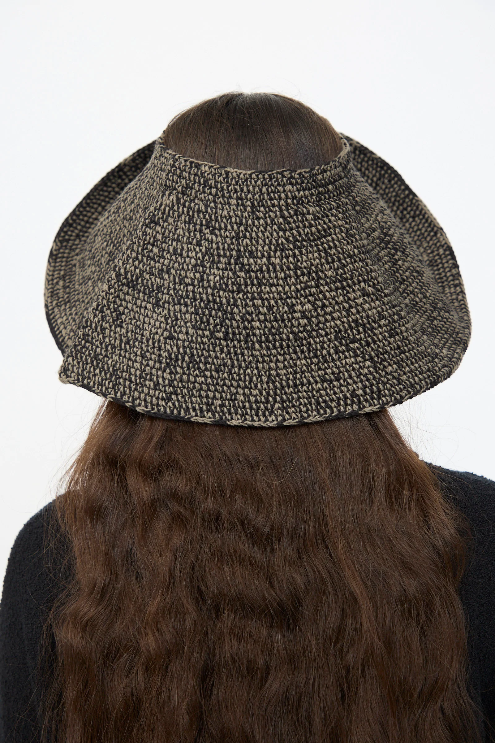 Crochet Big Brim Hat in Black Marl - Image 4