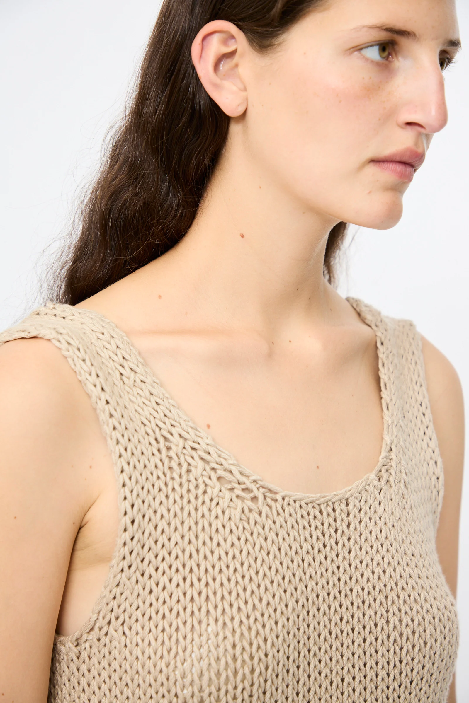 Handknit Ruffle Tank in Sisal - Image 3