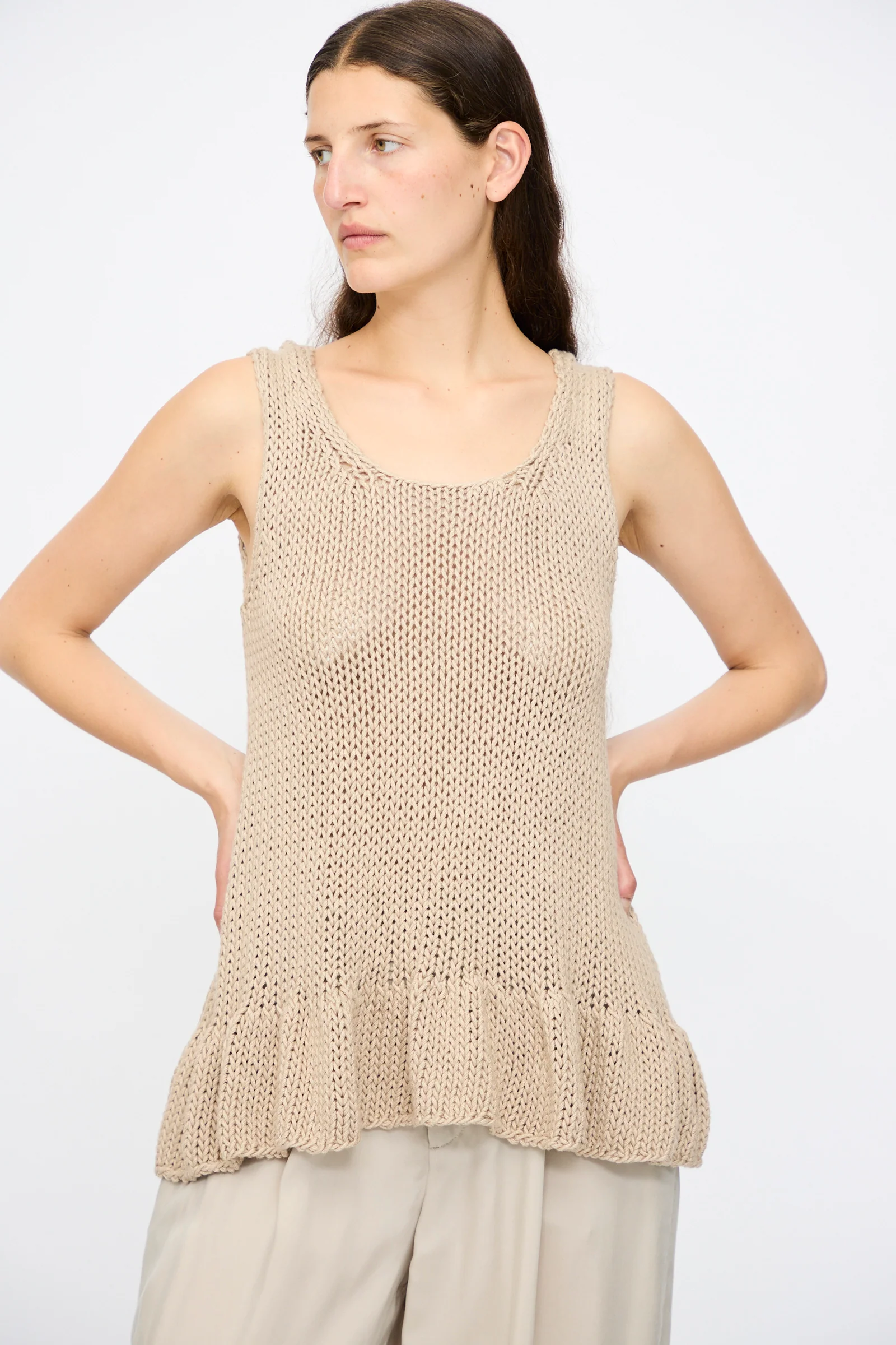 Handknit Ruffle Tank in Sisal - Image 4